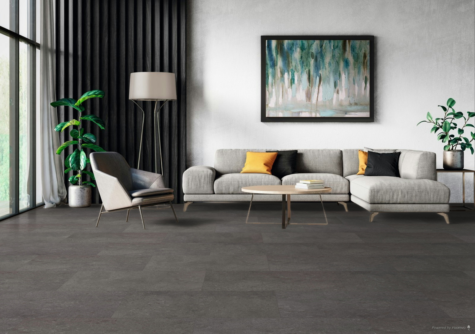 Milieubild Modernes Wohnzimmer mit Sessel und Sofa - BerryAlloc 60002260