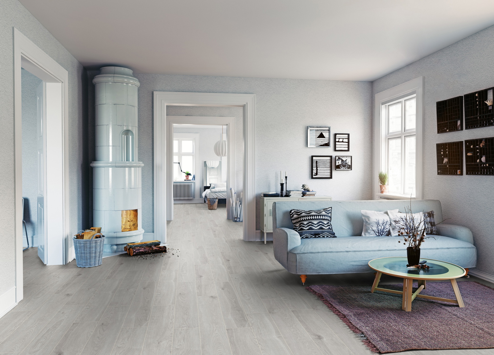 Milieubild Wohnzimmer mit Sofa und Kachelofen - ter Hürne 1101260051