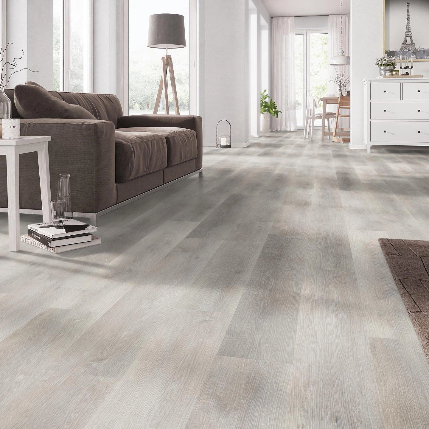 Milieubild Wohnzimmer mit Couch - nexflor Rigid Klick-Vinyl Apollo Click Collection Ephesus Oak Milieubild Wohnzimmer mit Couch - nexflor NXF-60030-009