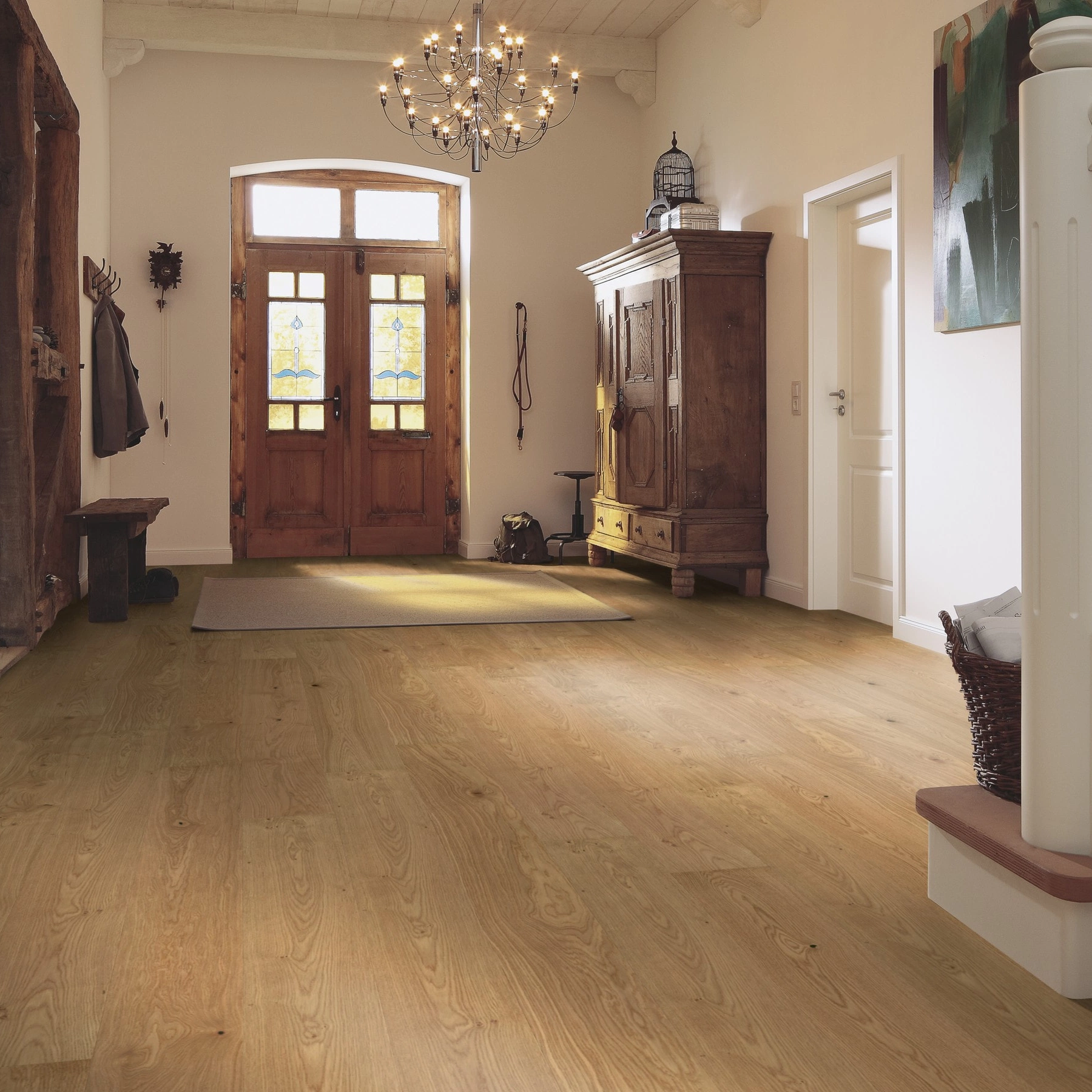 Milieubild Eingangsbereich mit Flur im Landhaus-Stil - MEISTER Furnierboden HD 100 Natureflex Eiche lebhaft Milieubild Eingangsbereich mit Flur im Landhaus-Stil - MEISTER 500139-2200210-20013