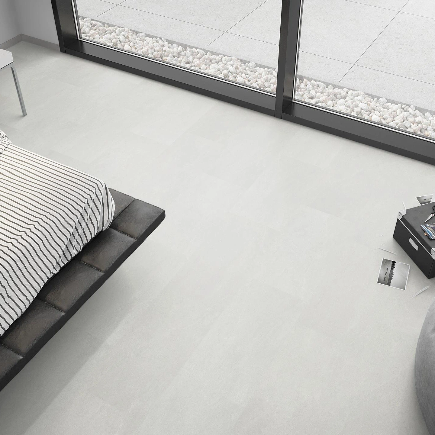 Milieubild Schlafzimmer mit Sitzkissen - nexflor Rigid Klick-Vinyl Oreios Click Collection Oros Milieubild Schlafzimmer mit Sitzkissen - nexflor NXF-62030-001