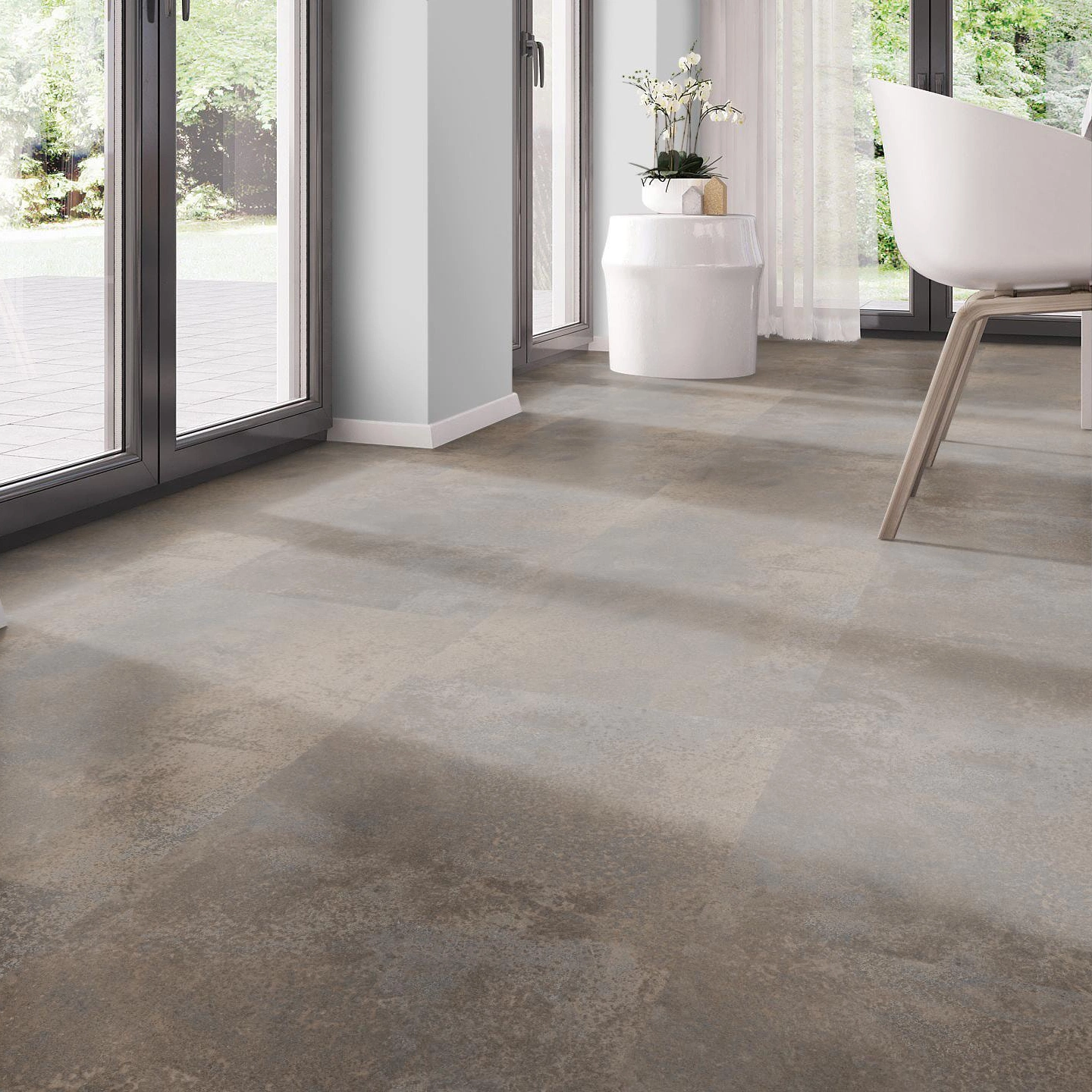 Milieubild Modernes Esszimmer - bodentiefe Perspektive - nexflor Klebe-Vinyl Oreios Collection Giona Milieubild Modernes Esszimmer - bodentiefe Perspektive - nexflor NXF-51030-003