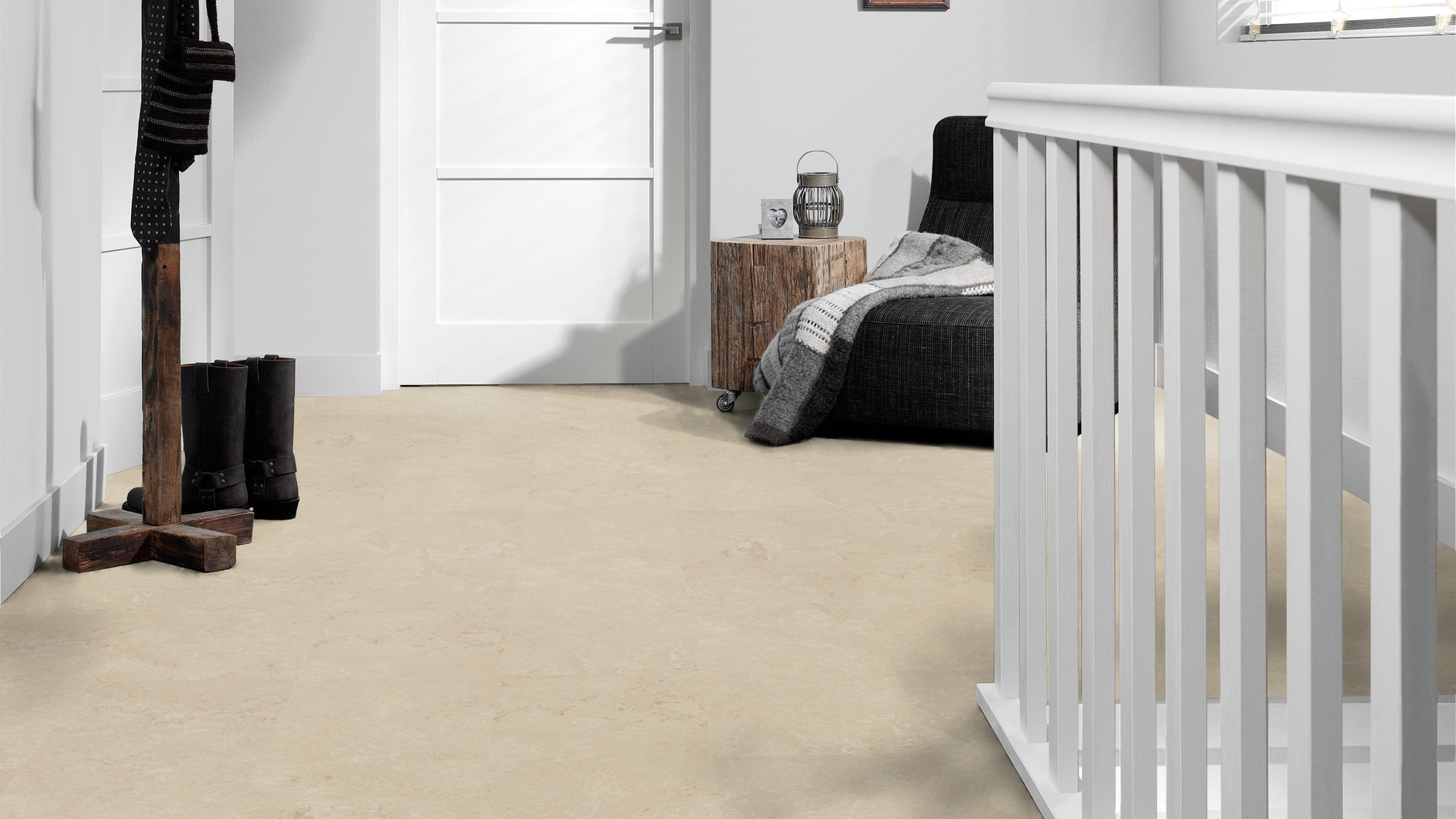 Milieubild Flur mit Treppenlauf - Forbo Flooring Marmoleum Click Cloudy Sand Milieubild Flur mit Treppenlauf - Forbo Flooring 176492
