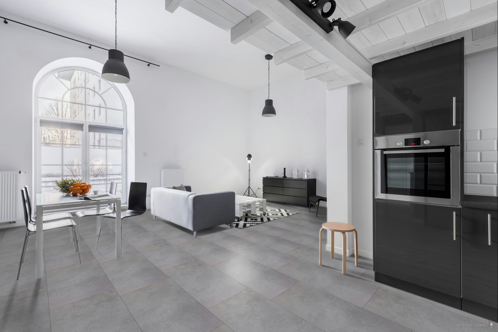 Milieubild Wohnzimmer mit Essbereich - BerryAlloc Klebe-Vinyl Zenn Gluedown 30 Fuji Milieubild Wohnzimmer mit Essbereich - BerryAlloc 60002228
