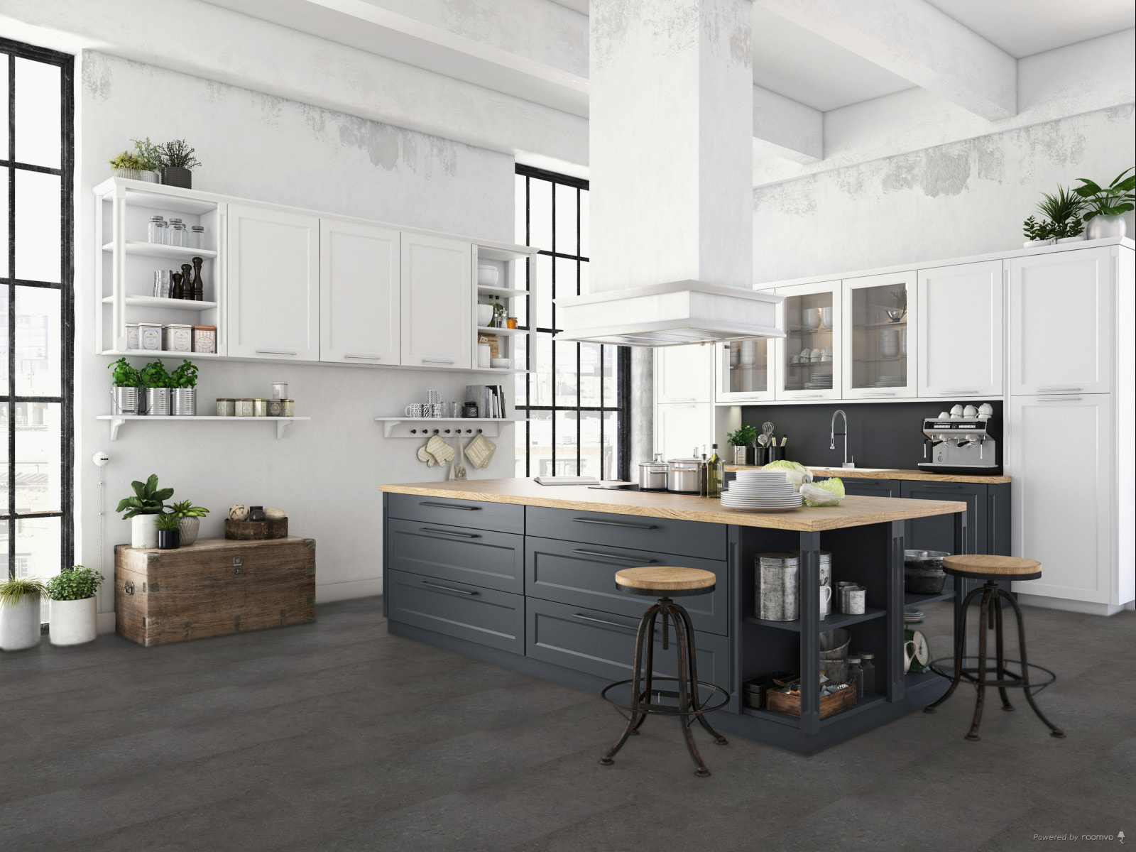 Milieubild Küche mit Küchenblock im englischen Stil - BerryAlloc Klebe-Vinyl Zenn Gluedown 30 Rimini Milieubild Küche mit Küchenblock im englischen Stil - BerryAlloc 60002227