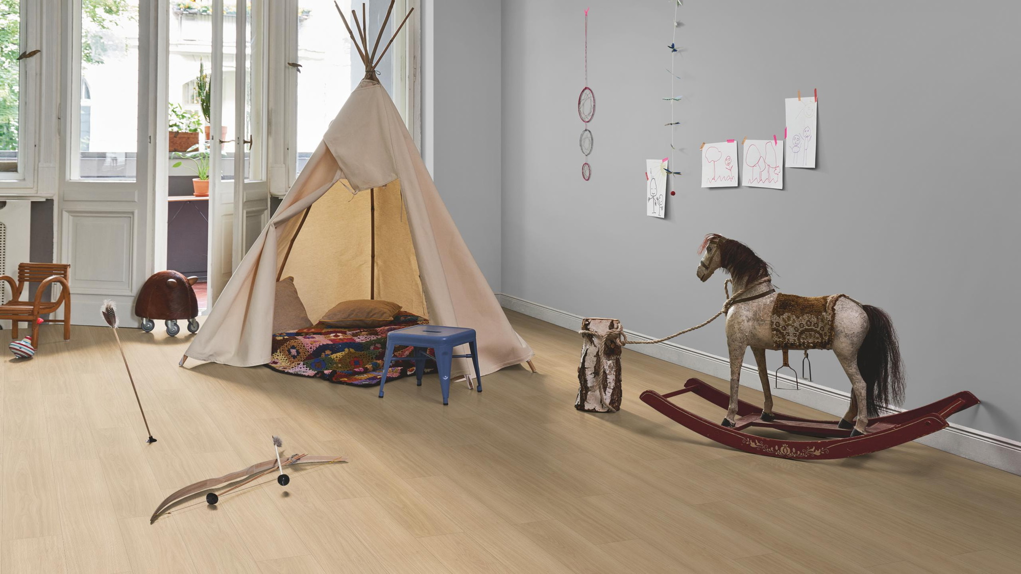 Milieubild Kinderzimmer in Stadtwohnung - Parador HDF Klick-Designboden Modular ONE Eiche Artemis natur Milieubild Kinderzimmer in Stadtwohnung - Parador 1748717