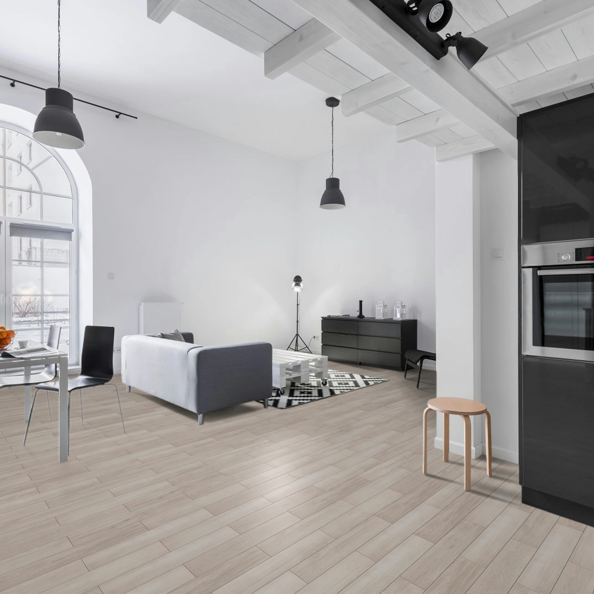 Milieubild Wohnzimmer mit Essbereich - BerryAlloc Klebe-Vinyl Zenn Gluedown 55 Herringbone Oslo Milieubild Wohnzimmer mit Essbereich - BerryAlloc 60002265
