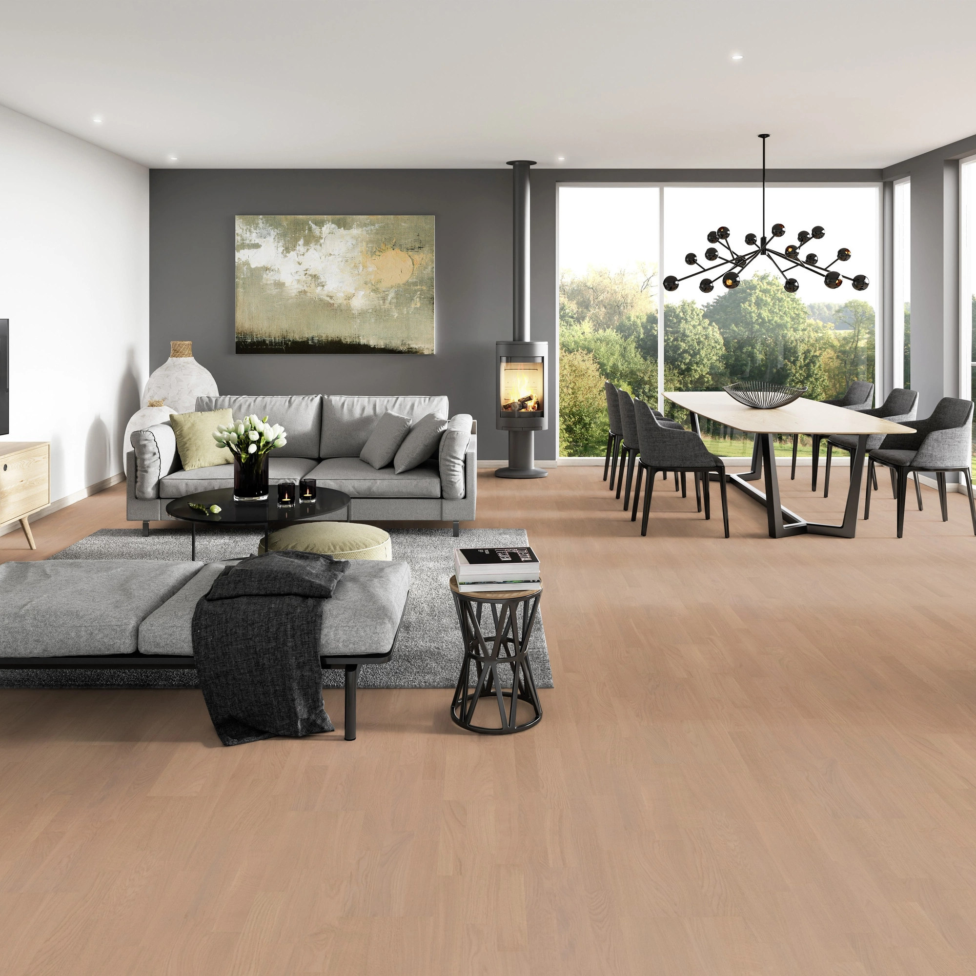Milieubild Modernes Wohnzimmer mit Essbereich - ter Hürne Parkett Tailored Collection Eiche Graves Milieubild Modernes Wohnzimmer mit Essbereich - ter Hürne 1101312491