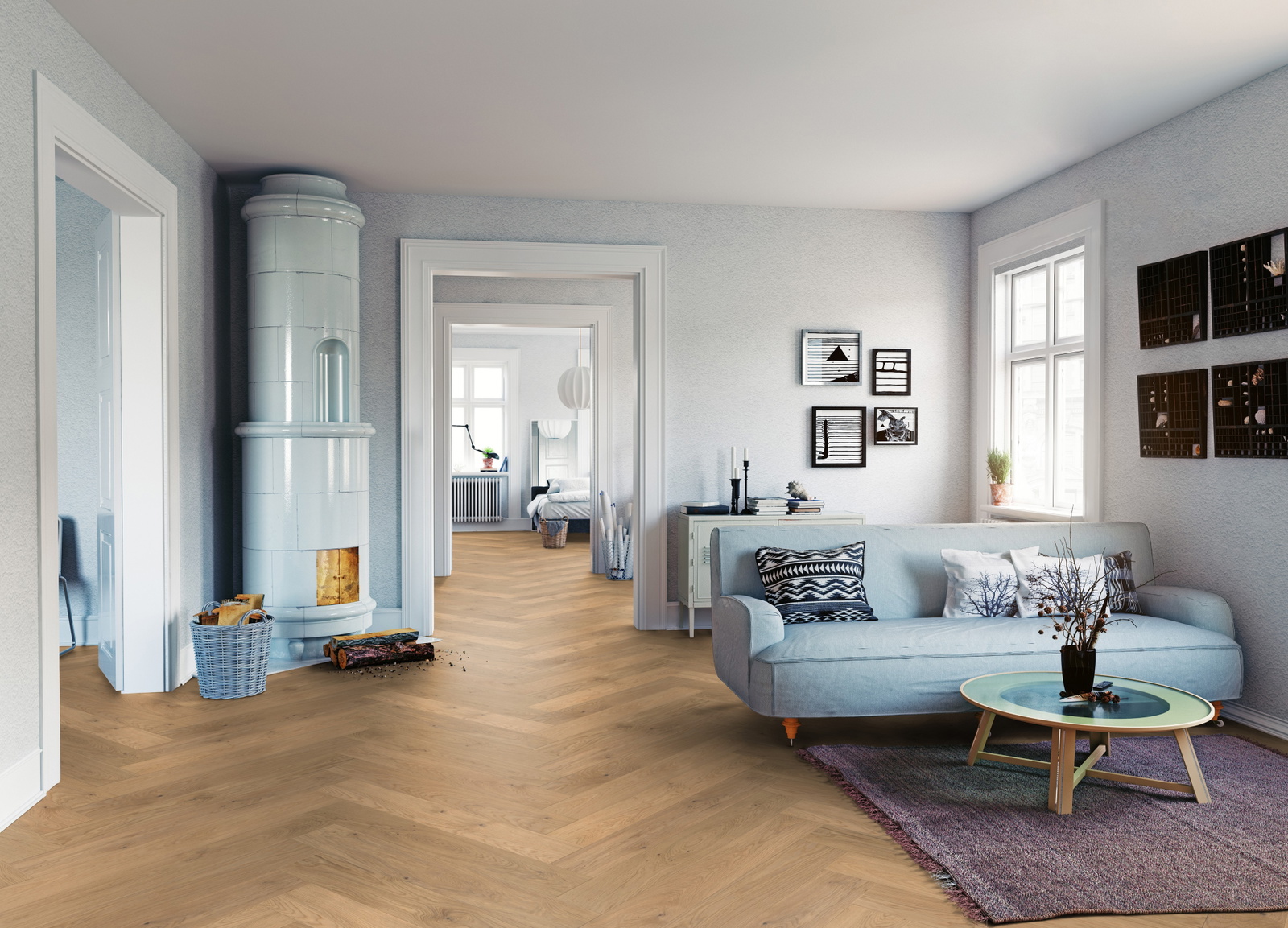 Milieubild Wohnzimmer mit Sofa und Kachelofen - ter Hürne 1101312817