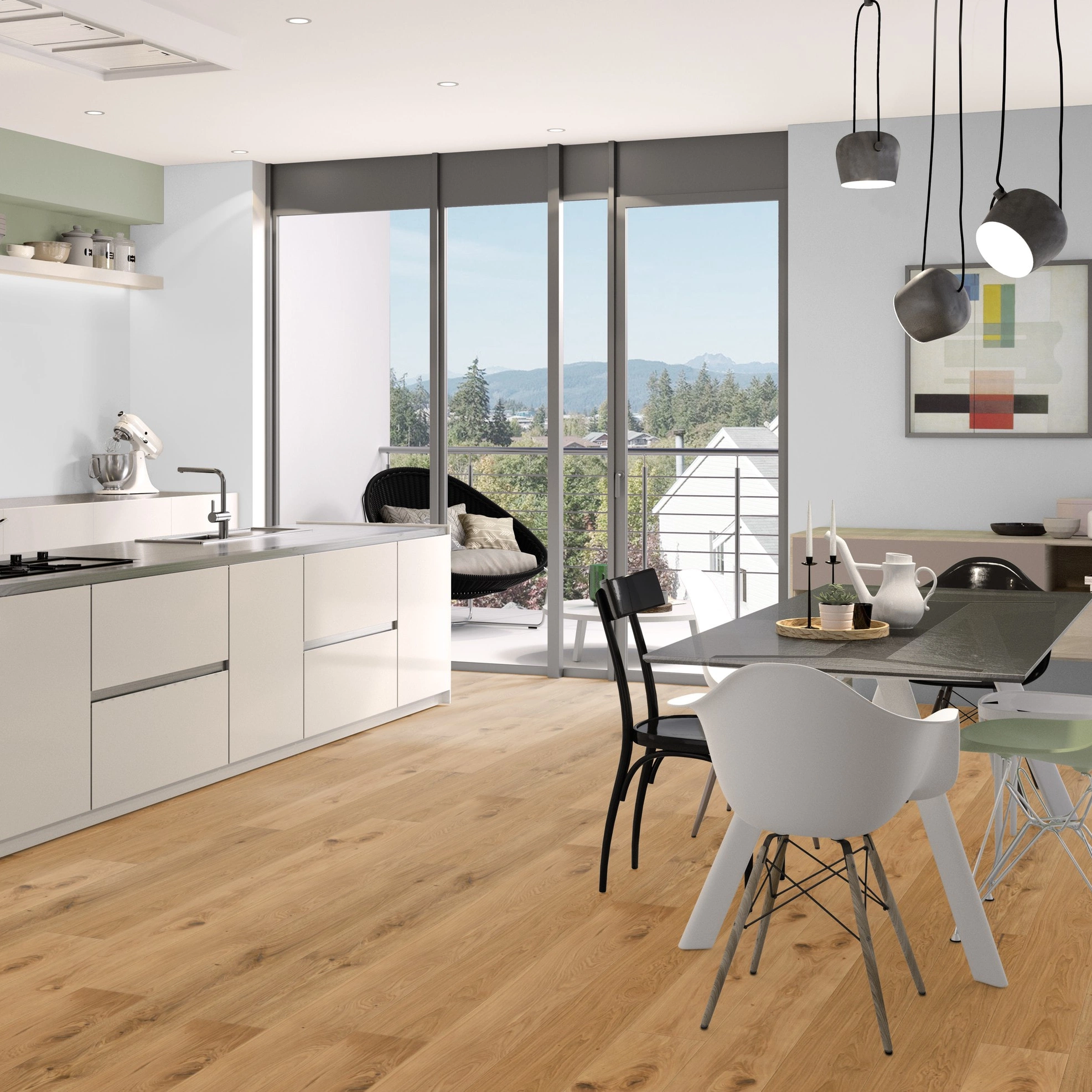 Milieubild Moderne Küche mit Balkon - Admonter Parkett FLOORs Eiche Basic Milieubild Moderne Küche mit Balkon - Admonter 106207