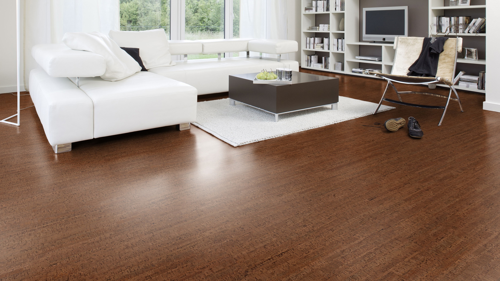 Milieubild Modernes Wohnzimmer mit Wohnlandschaft - Wicanders Wise HDF Klick-Korkboden cork Go Allure Milieubild Modernes Wohnzimmer mit Wohnlandschaft - Wicanders Wise 80001638