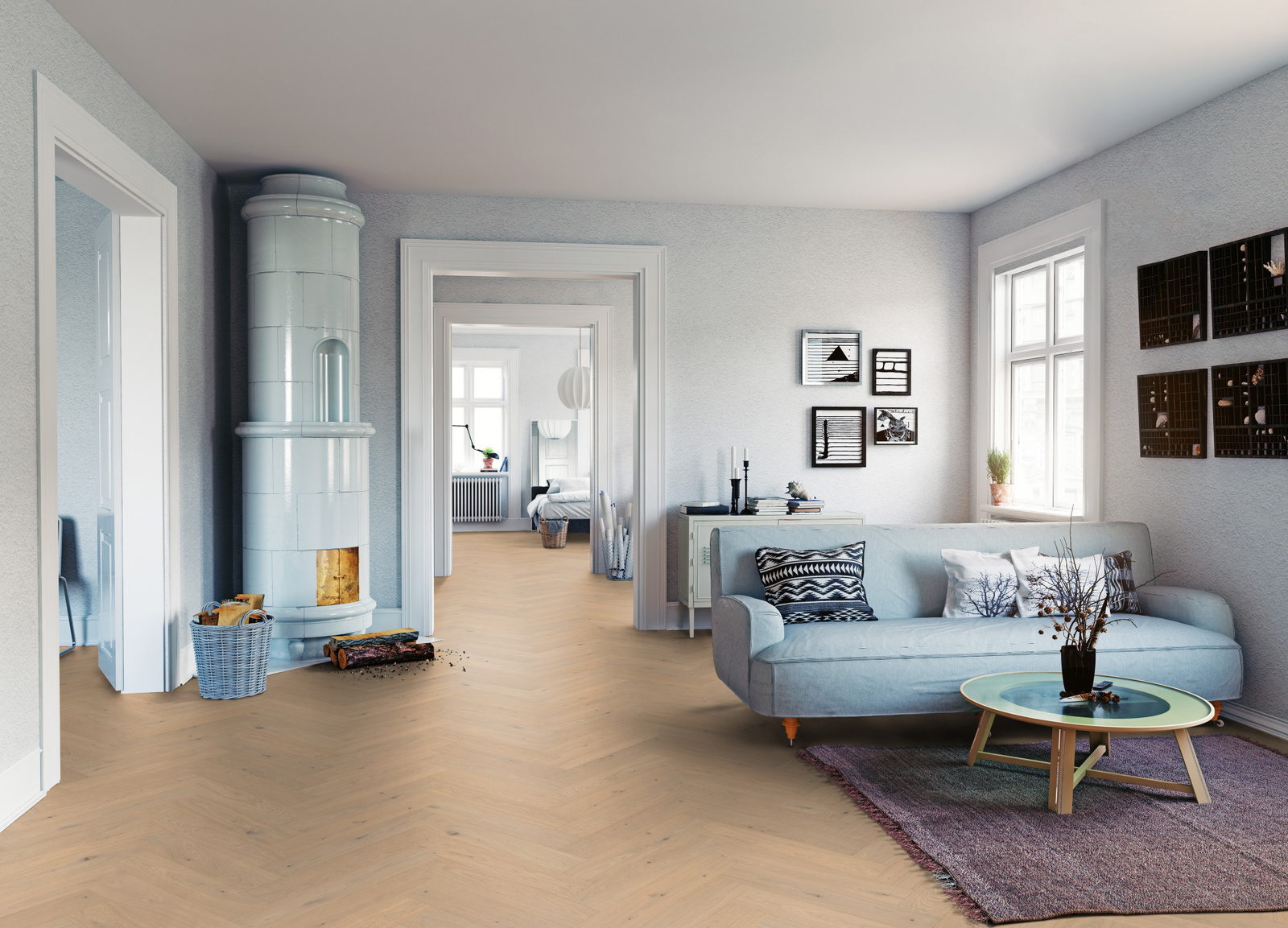 Milieubild Wohnzimmer mit Sofa und Kachelofen - ter Hürne 1101312671