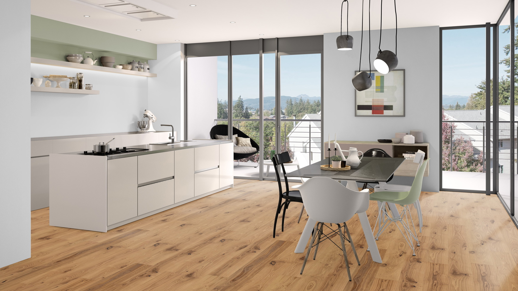 Milieubild Moderne Küche mit Balkon - Admonter Parkett FLOORs Eiche Rustic Milieubild Moderne Küche mit Balkon - Admonter 106189