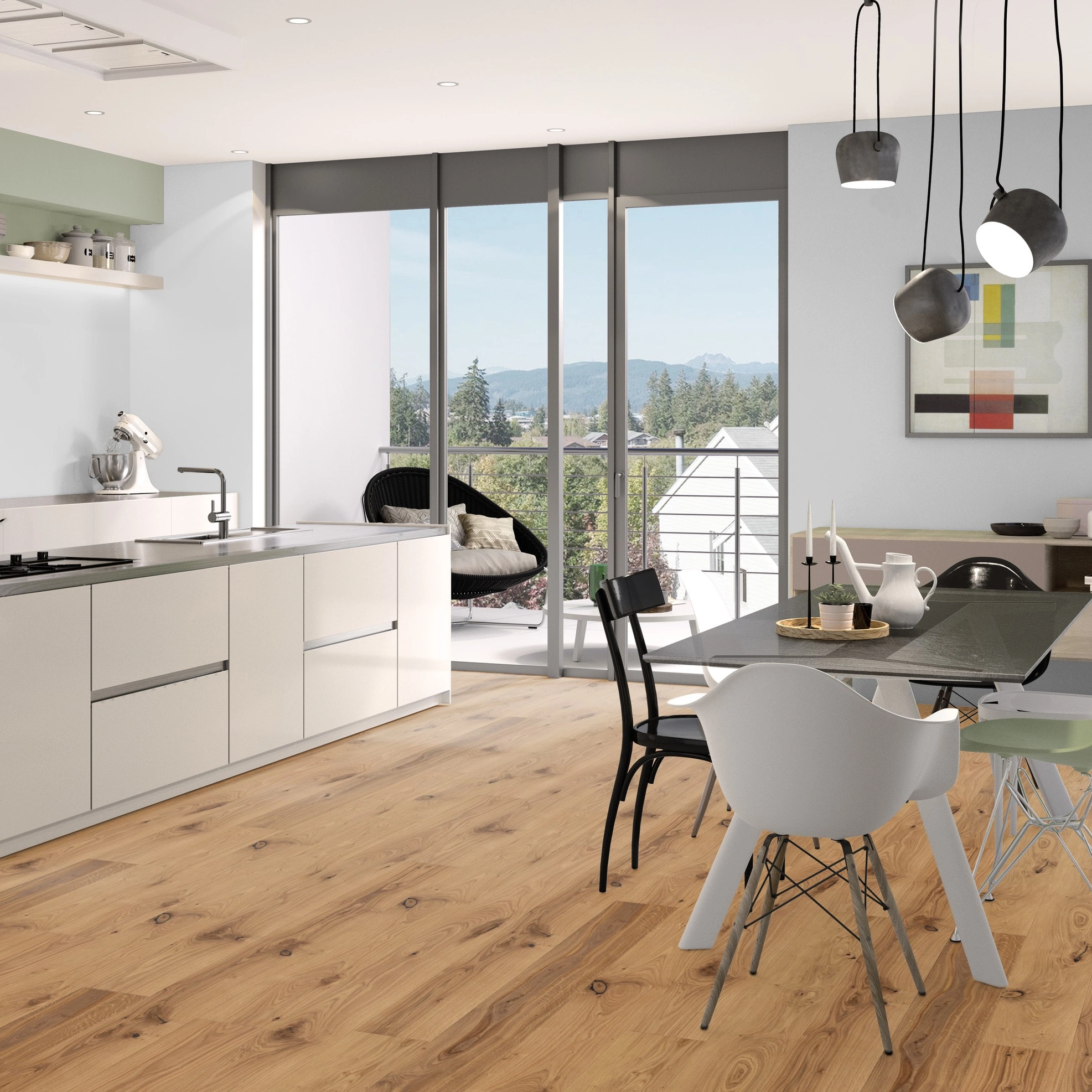 Milieubild Moderne Küche mit Balkon - Admonter Parkett FLOORs Eiche Rustic Milieubild Moderne Küche mit Balkon - Admonter 106189