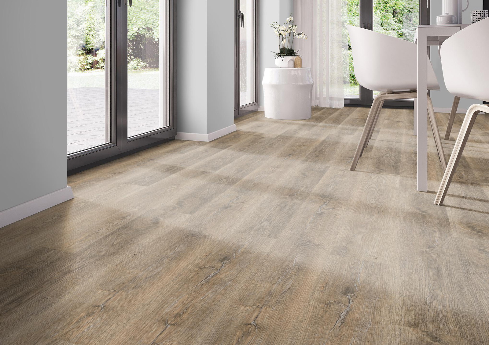 Milieubild Modernes Esszimmer - bodentiefe Perspektive - nexflor NXF-60030-003