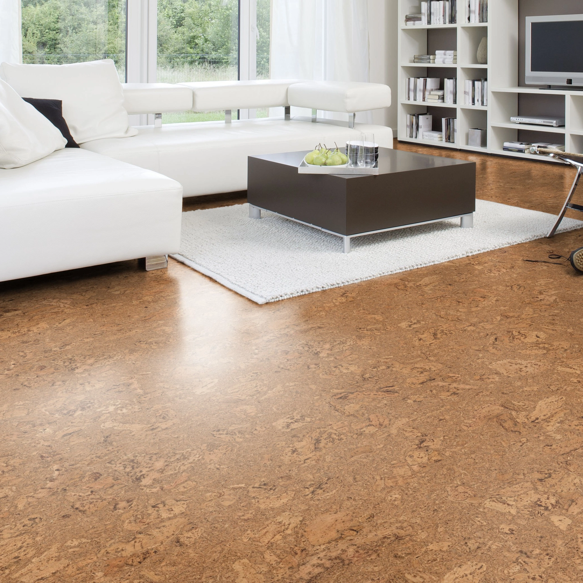 Milieubild Modernes Wohnzimmer mit Wohnlandschaft - Wicanders HDF Klick-Korkboden cork Essence Originals Dawn Milieubild Modernes Wohnzimmer mit Wohnlandschaft - Wicanders 80002244