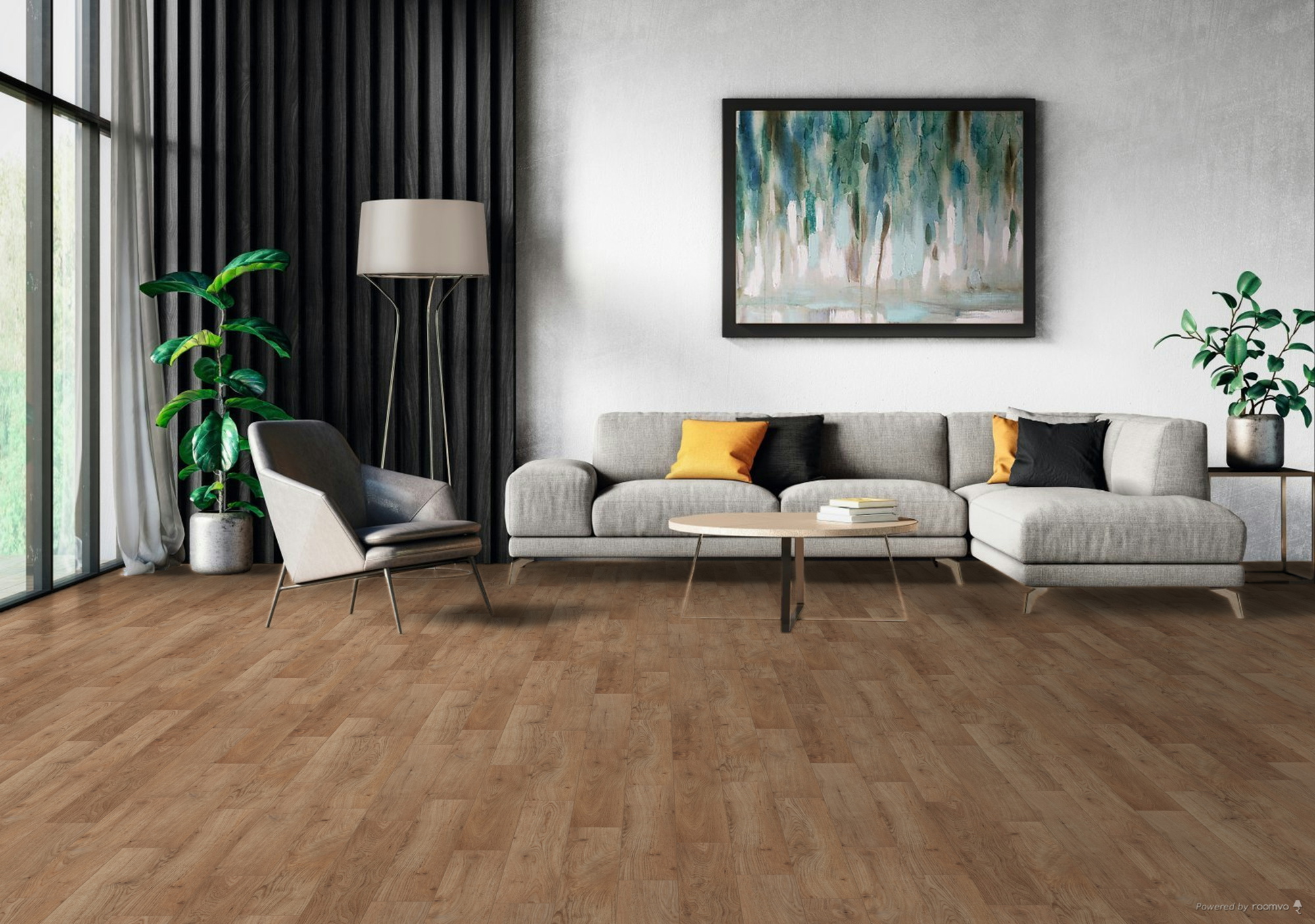 Milieubild Modernes Wohnzimmer mit Sessel und Sofa - BerryAlloc 60002267