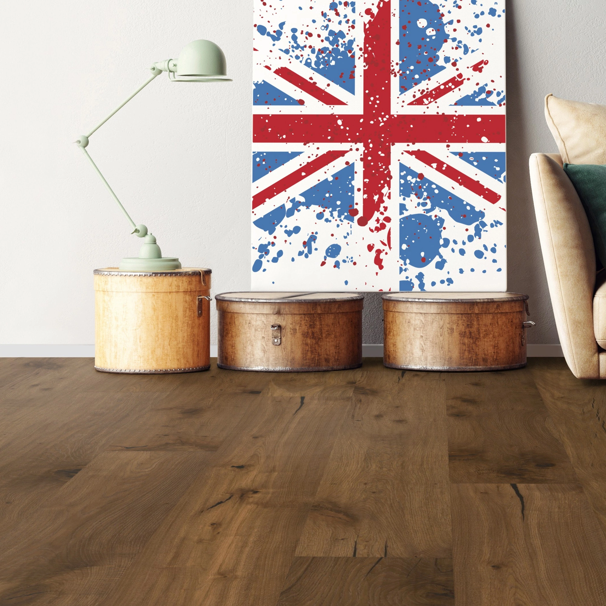 Milieubild Wohnzimmer mit Sofa - bodentiefe Perspektive - Bennett & Jones Parkett Grand Houses Oak No. 23 Hampton Milieubild Wohnzimmer mit Sofa - bodentiefe Perspektive - Bennett & Jones 1148012310