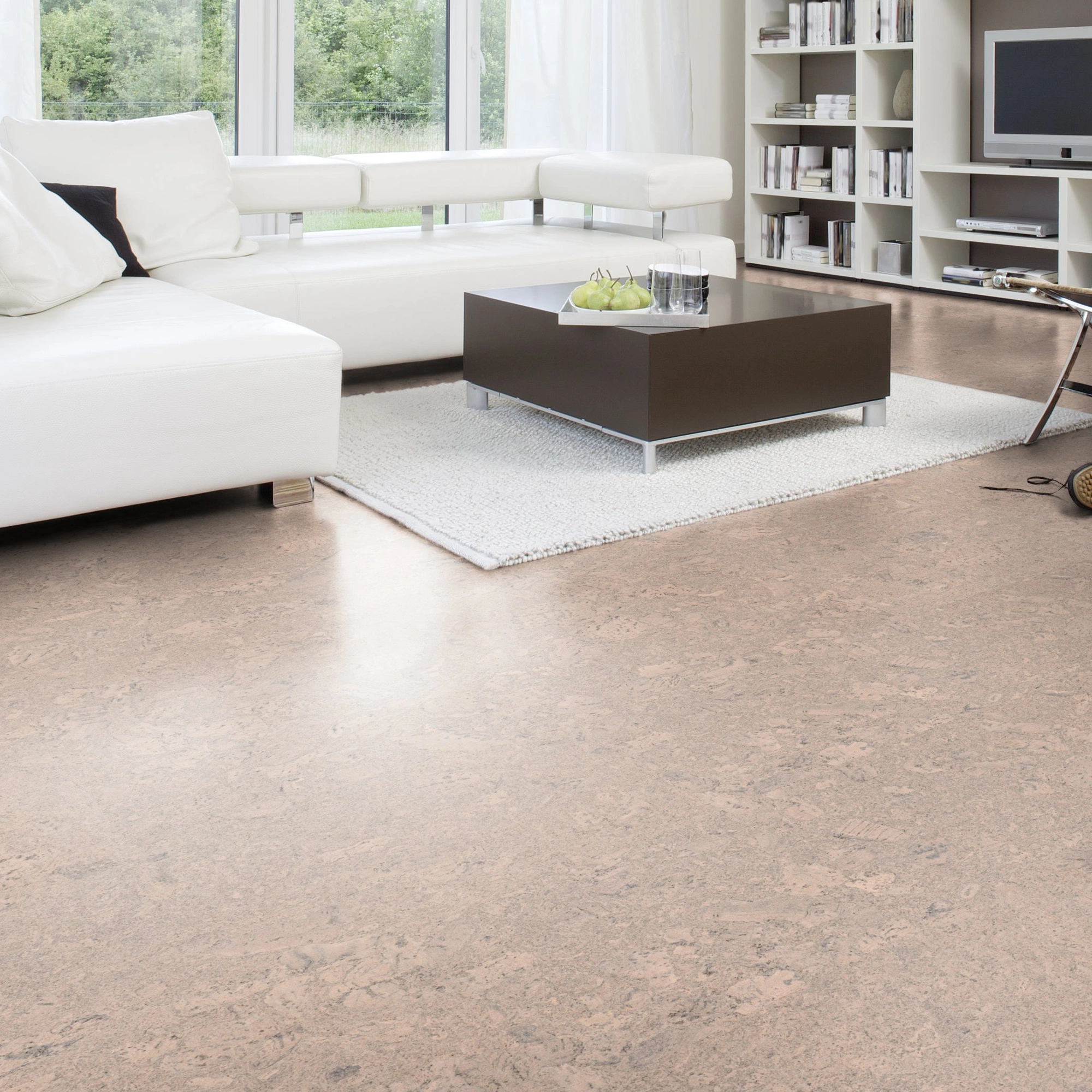 Milieubild Modernes Wohnzimmer mit Wohnlandschaft - Wicanders Wise HDF Klick-Korkboden cork Essence Personality Timide Milieubild Modernes Wohnzimmer mit Wohnlandschaft - Wicanders Wise 80002262