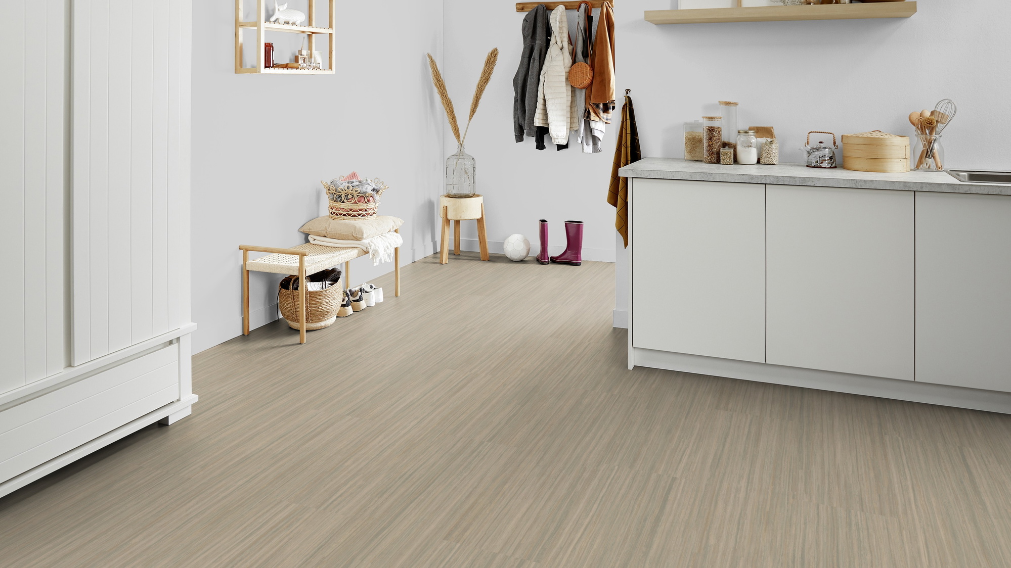 Milieubild Kompakte Küchenzeile im offenen Wohnbereich - Forbo Flooring 253741