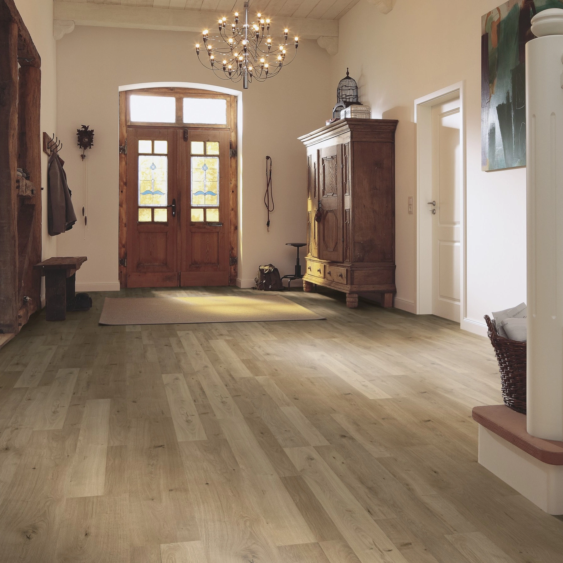 Milieubild Eingangsbereich mit Flur im Landhaus-Stil - MEISTER Laminat LC 55 S Natural Oak Milieubild Eingangsbereich mit Flur im Landhaus-Stil - MEISTER 600013-1288198-06675