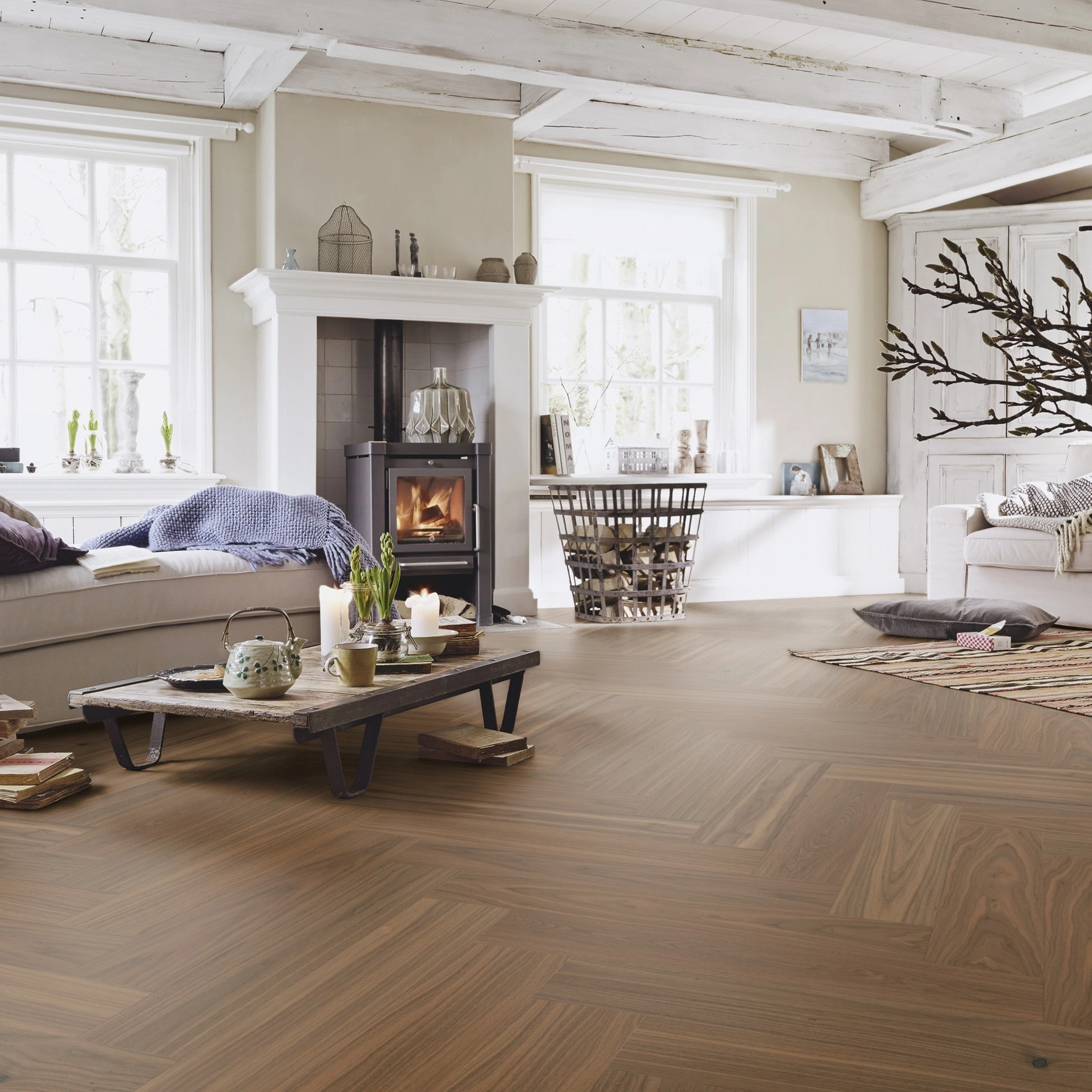Milieubild Wohnzimmer im Landhaus-Stil - MEISTER Holzboden HS 500 Lindura Nussbaum amerikanisch classic Milieubild Wohnzimmer im Landhaus-Stil - MEISTER 500010-0700140-08924