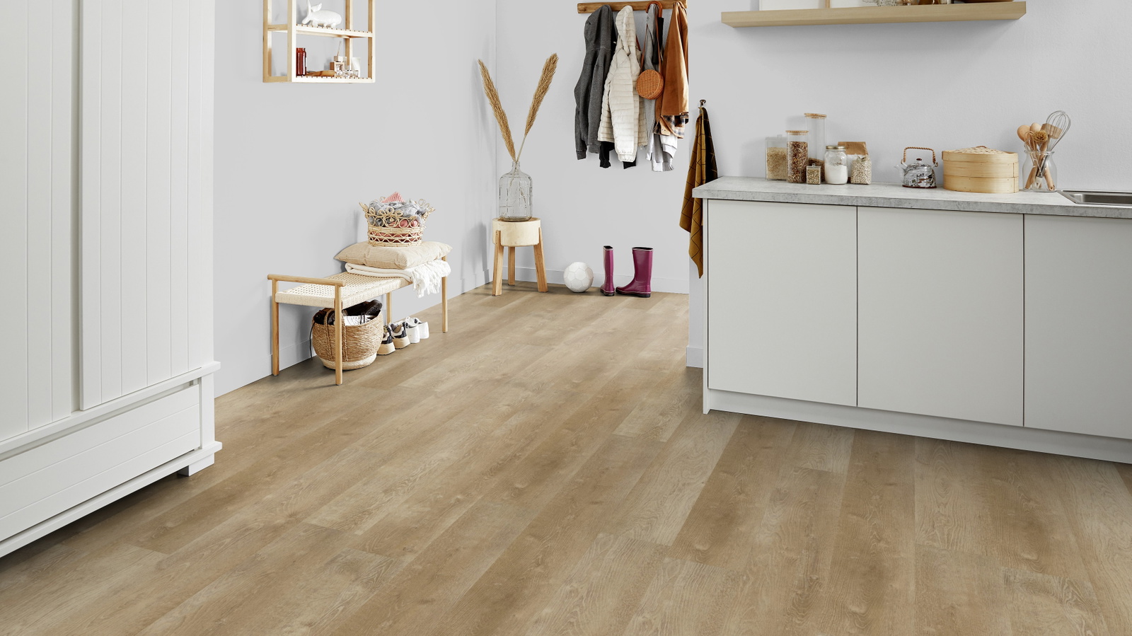 Milieubild Kompakte Küchenzeile im offenen Wohnbereich - Forbo Flooring 217631