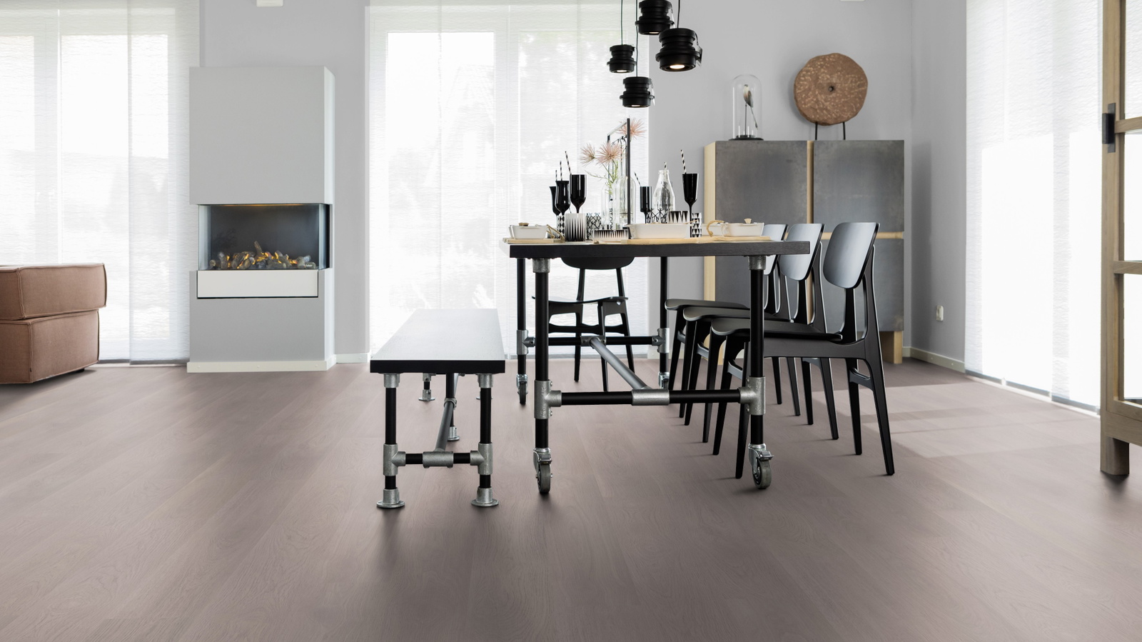 Milieubild Esszimmer mit Kamin - wineo MLP302R