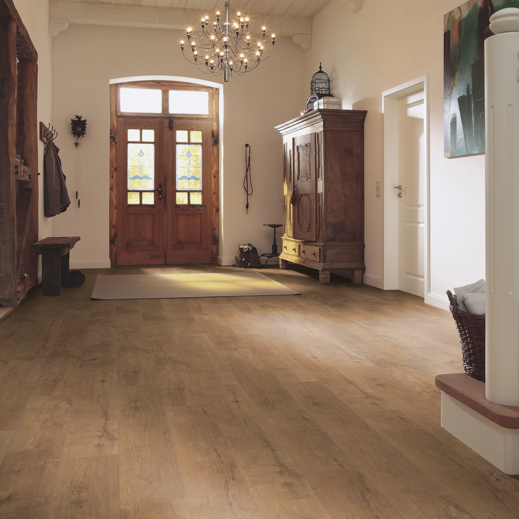 Milieubild Eingangsbereich mit Flur im Landhaus-Stil - MEISTER Laminat LD 55 Stieleiche natur Milieubild Eingangsbereich mit Flur im Landhaus-Stil - MEISTER 600015-1288198-06952