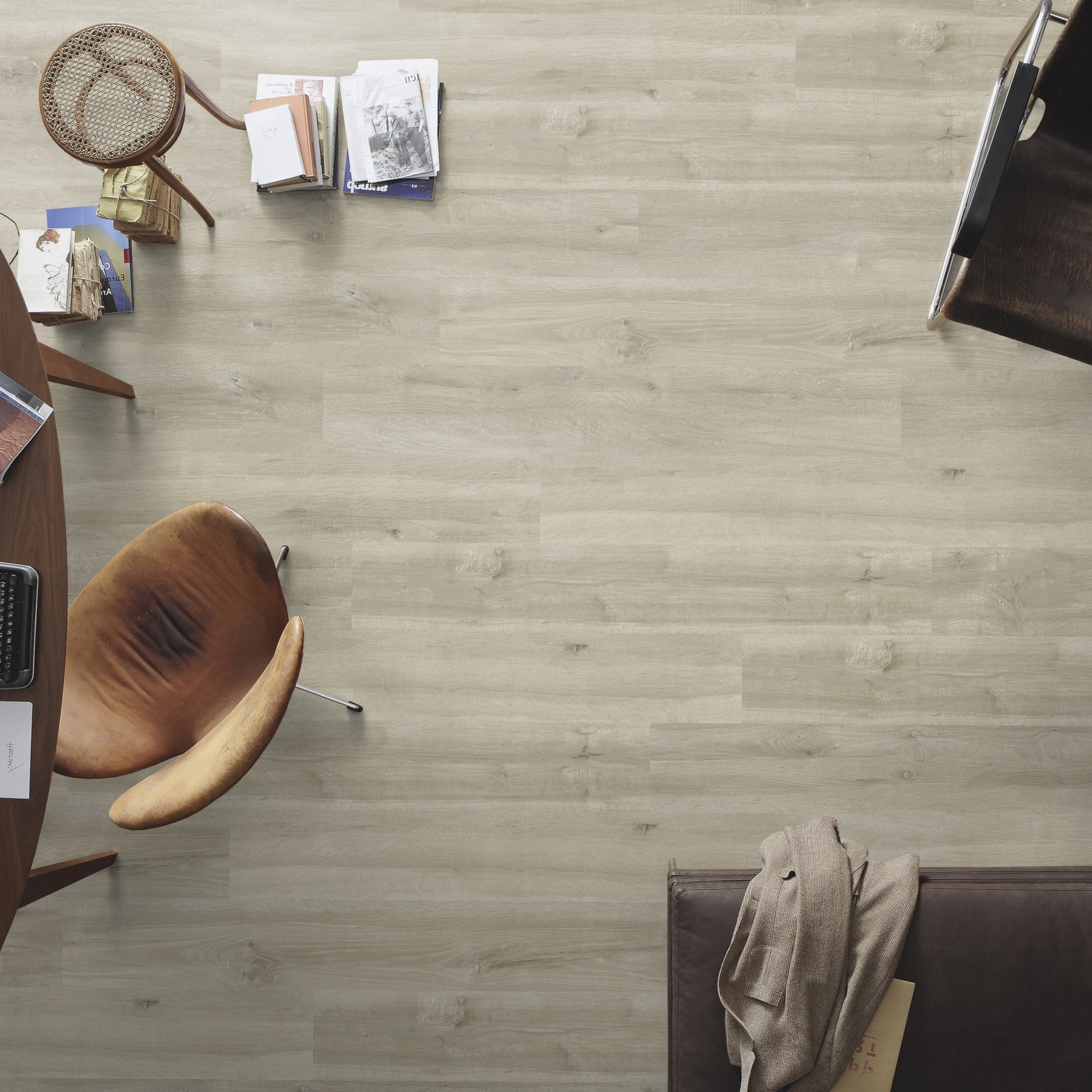 Milieubild Büro mit ovalem Tisch - Draufsicht - MEISTER Laminat LD 55 Cabana Wood Milieubild Büro mit ovalem Tisch - Draufsicht - MEISTER 600015-1288198-06681