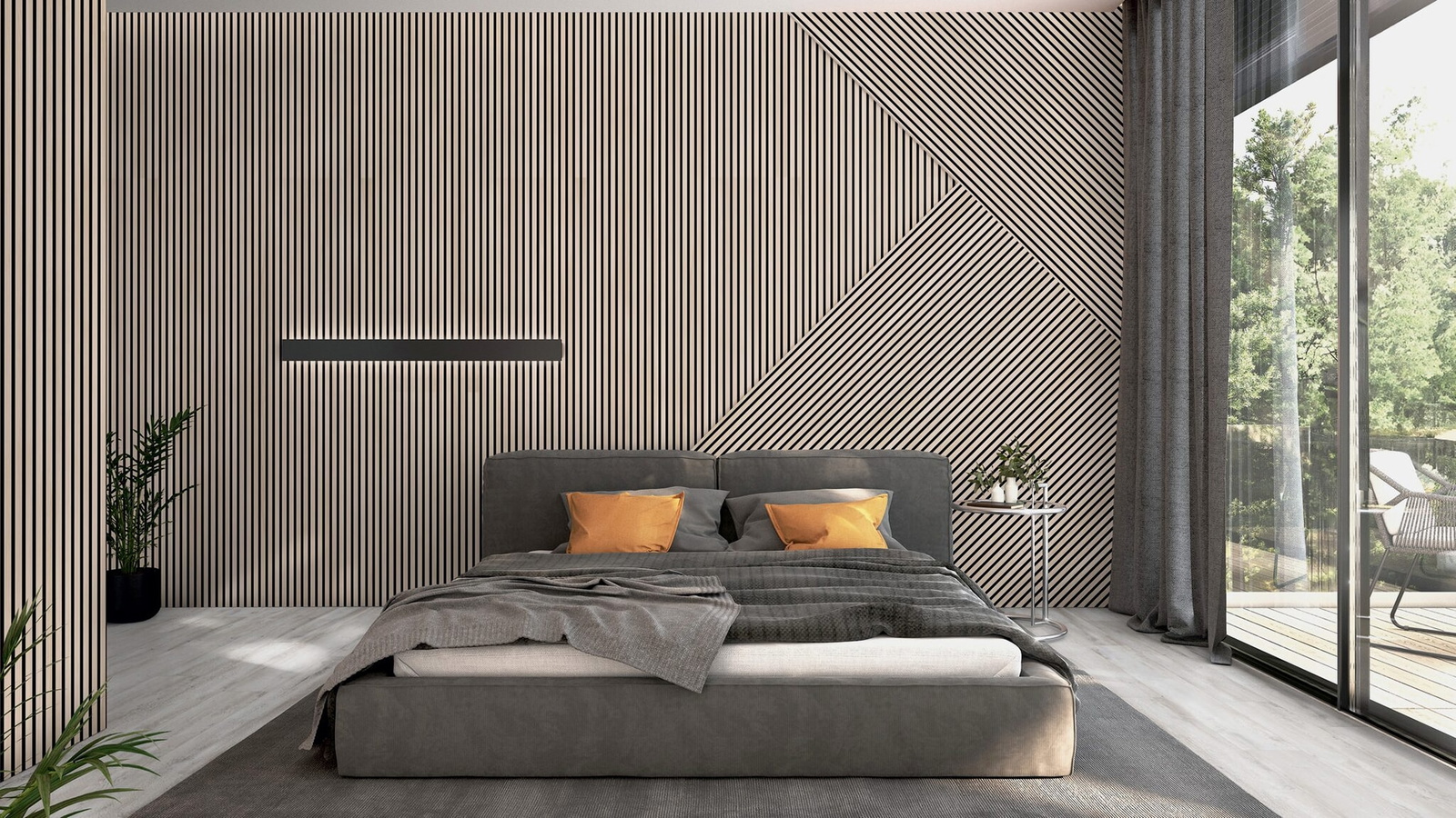 ter Hürne Akustikpaneel SilentDesign 1-Side Collection Eiche Themse Fineline Natur-Geölt Weiß 3.000mm
