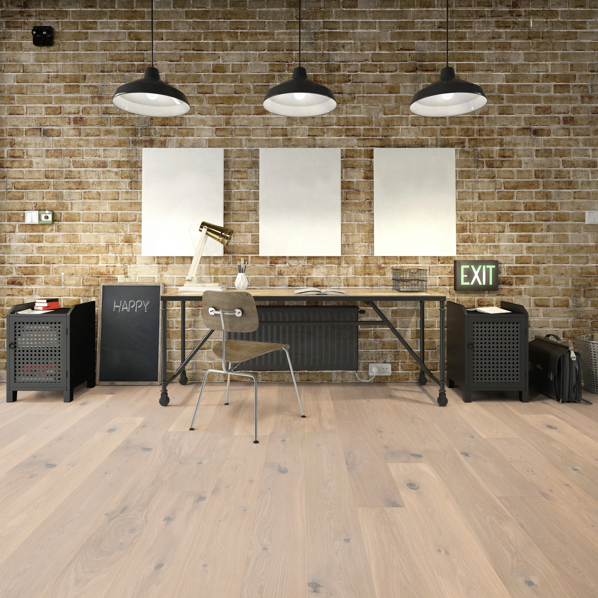 Milieubild Industrielles Wohnzimmer mit Arbeitsbereich - Friends by ter Hürne Parkett Eiche William Milieubild Industrielles Wohnzimmer mit Arbeitsbereich - Friends by ter Hürne 1188312443