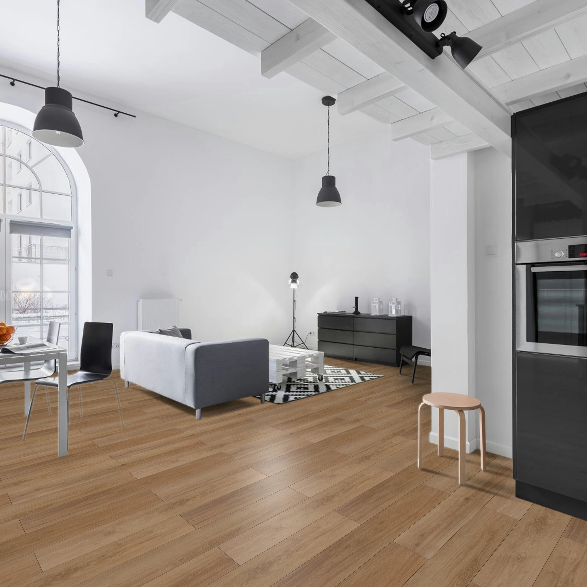 Milieubild Wohnzimmer mit Essbereich - BerryAlloc Klebe-Vinyl Zenn Gluedown 55 Monsanto Milieubild Wohnzimmer mit Essbereich - BerryAlloc 60002251