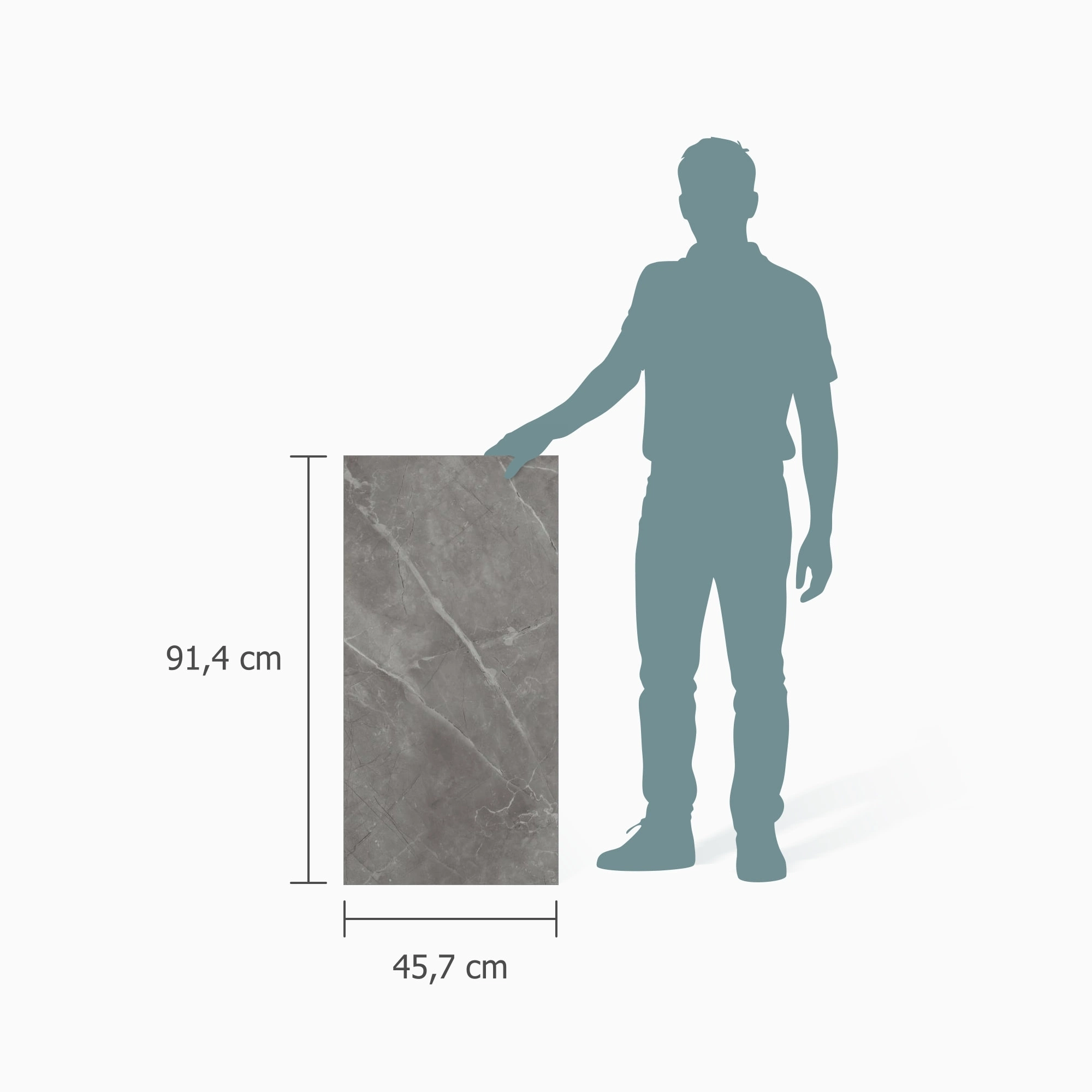 Größenverhältnis - wineo Klebe-Vinyl wineo 800 stone XL Bergen Marble Grey Größenverhältnis - wineo DB853SXL