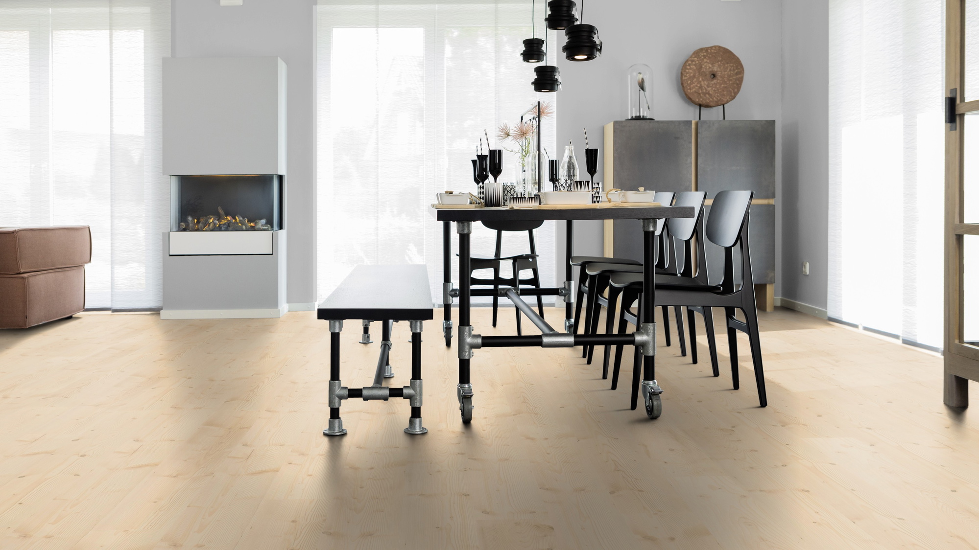Milieubild Esszimmer mit Kamin - wineo MLP297R