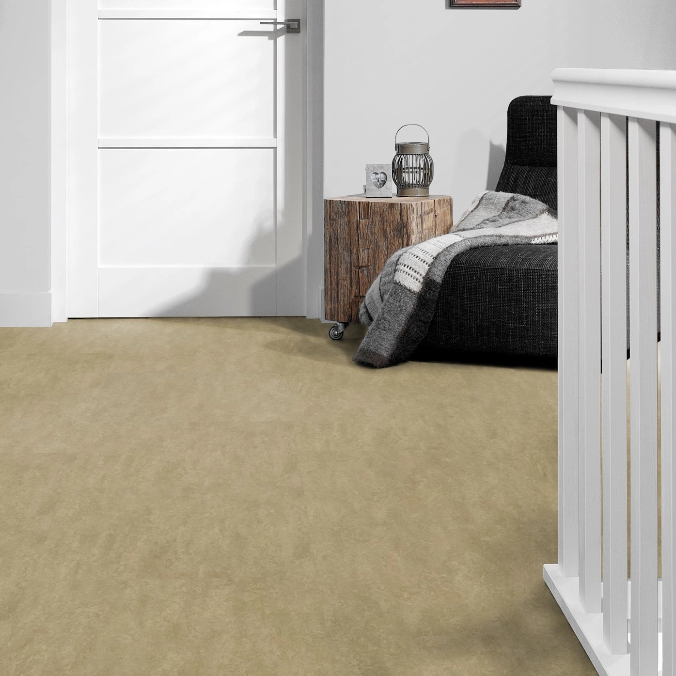 Milieubild Flur mit Treppenlauf - Forbo Flooring Marmoleum Modular Neutral Oat Milieubild Flur mit Treppenlauf - Forbo Flooring 255344