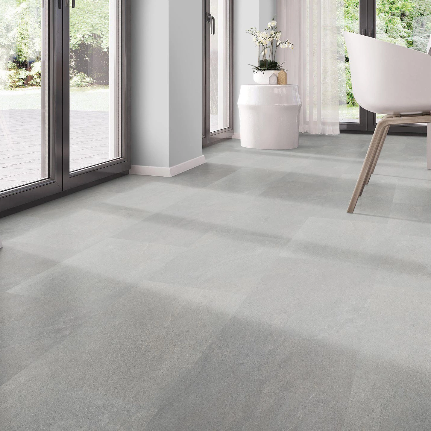 Milieubild Modernes Esszimmer - bodentiefe Perspektive - nexflor Rigid Klick-Vinyl Oreios Click Collection Mykale Milieubild Modernes Esszimmer - bodentiefe Perspektive - nexflor NXF-62030-002