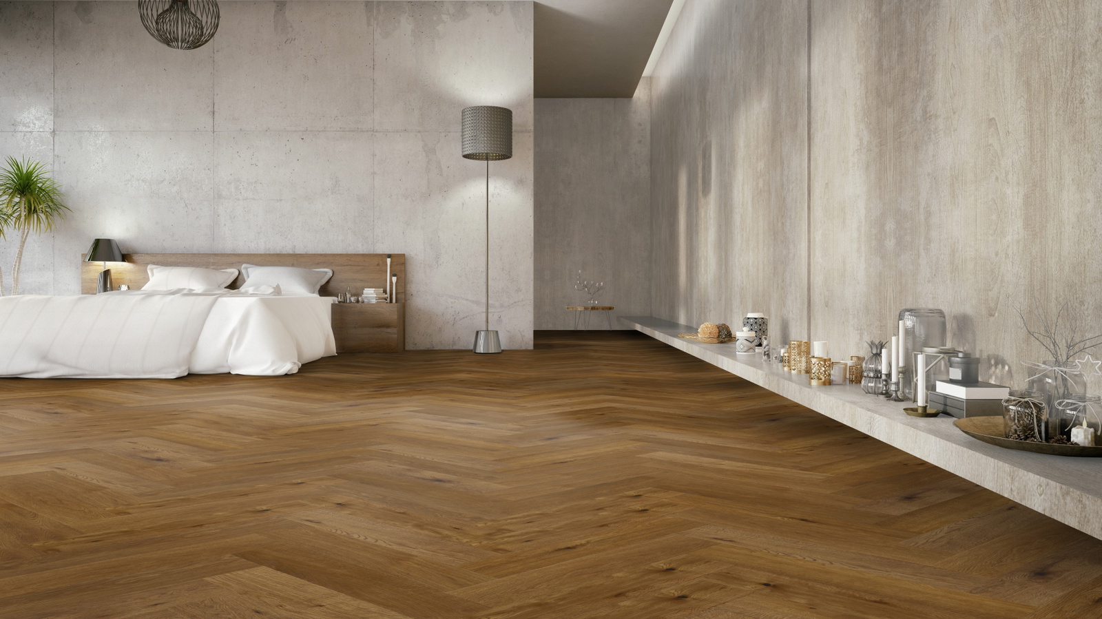 Milieubild Großzügiges Schafzimmer mit Betonwänden - Thede & Witte 52MSÖENF15EI65