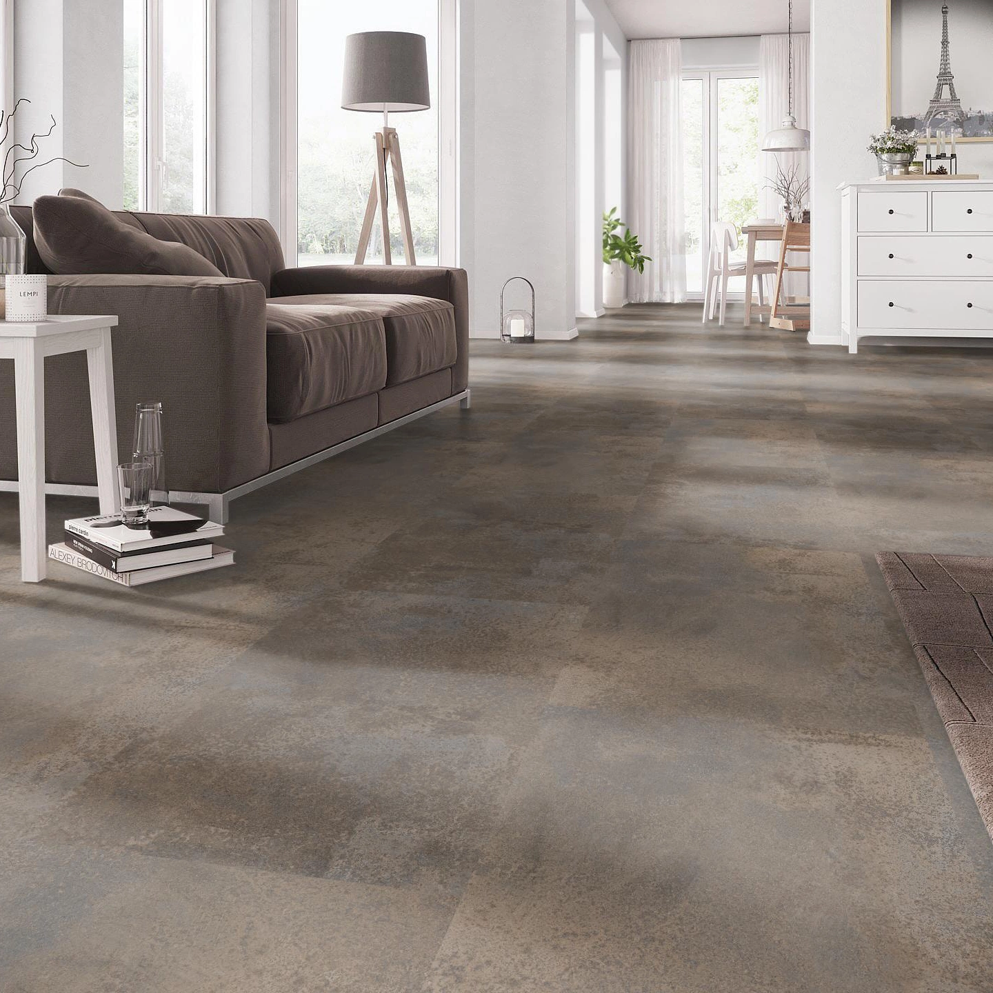 Milieubild Wohnzimmer mit Couch - nexflor Klebe-Vinyl Oreios Collection Giona Milieubild Wohnzimmer mit Couch - nexflor NXF-51030-003