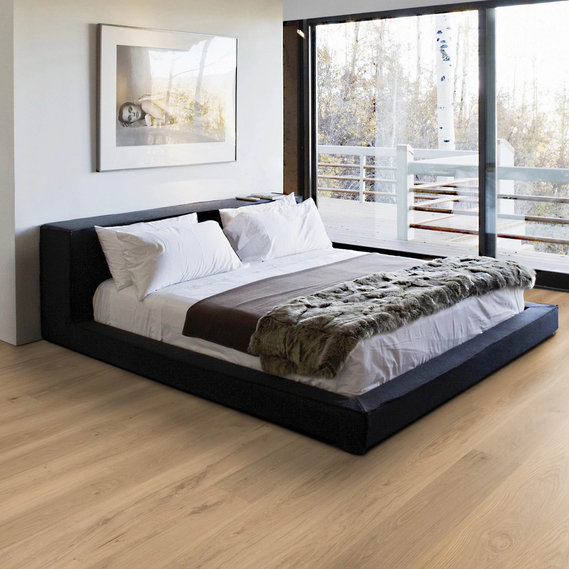 Milieubild Schlafzimmer mit Balkon - Wicanders Wise HDF Klick-Designboden wood Natural XL Natural Oak Almond Milieubild Schlafzimmer mit Balkon - Wicanders Wise 80003666