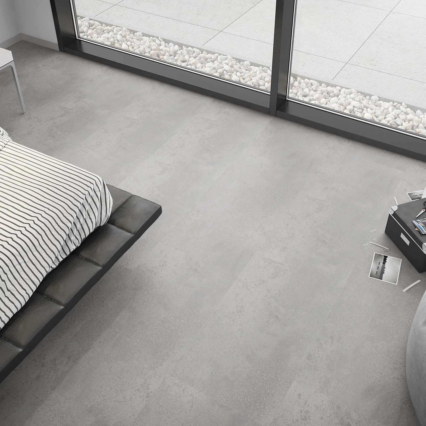 Milieubild Schlafzimmer mit Sitzkissen - nexflor Klebe-Vinyl Oreios Collection Pelion Milieubild Schlafzimmer mit Sitzkissen - nexflor NXF-51030-004