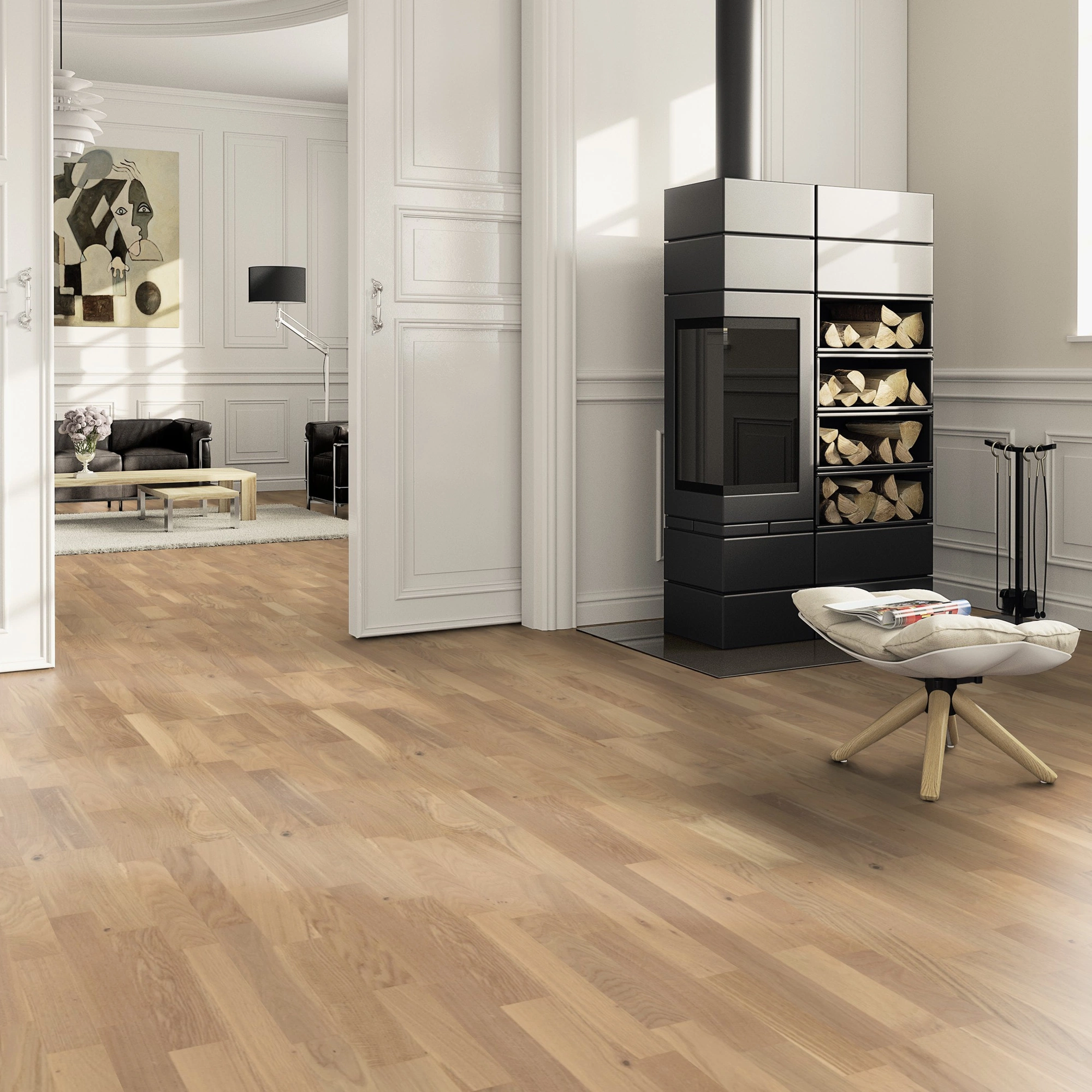 Milieubild Wohnzimmer im Landhaus-Stil mit Kamin - ter Hürne Parkett Tailored Collection Eiche Kabinett Milieubild Wohnzimmer im Landhaus-Stil mit Kamin - ter Hürne 1101312512