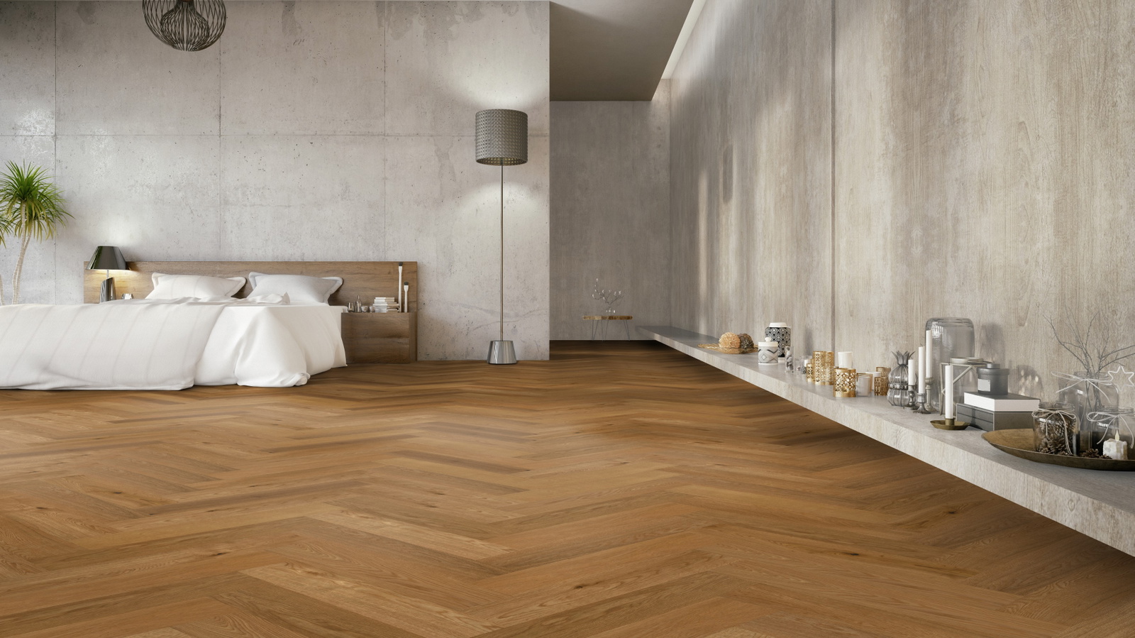 Milieubild Großzügiges Schafzimmer mit Betonwänden - Thede & Witte 52MSÖNF15EI50