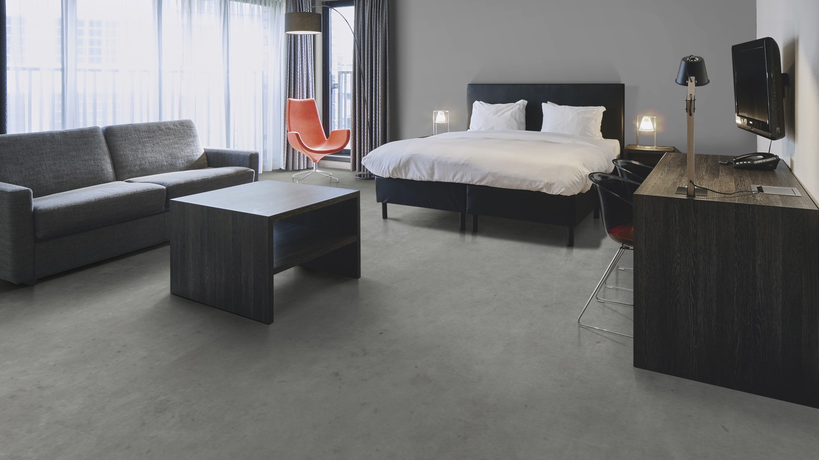 Milieubild Hotelzimmer mit Kingsize-Bett - Forbo Flooring 217637