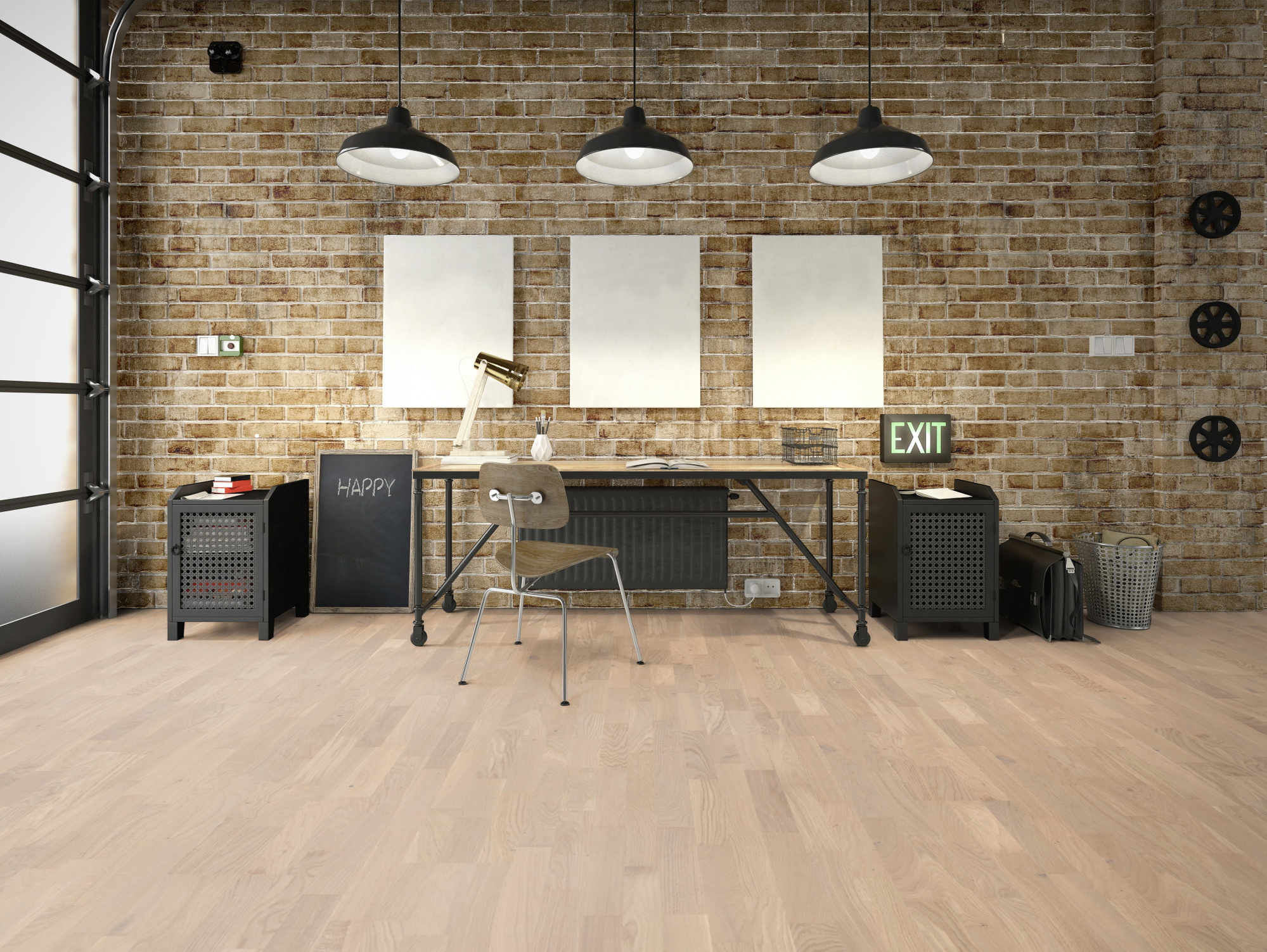 Milieubild Industrielles Wohnzimmer mit Arbeitsbereich - Friends by ter Hürne Parkett Eiche Sienna Milieubild Industrielles Wohnzimmer mit Arbeitsbereich - Friends by ter Hürne 1188312447