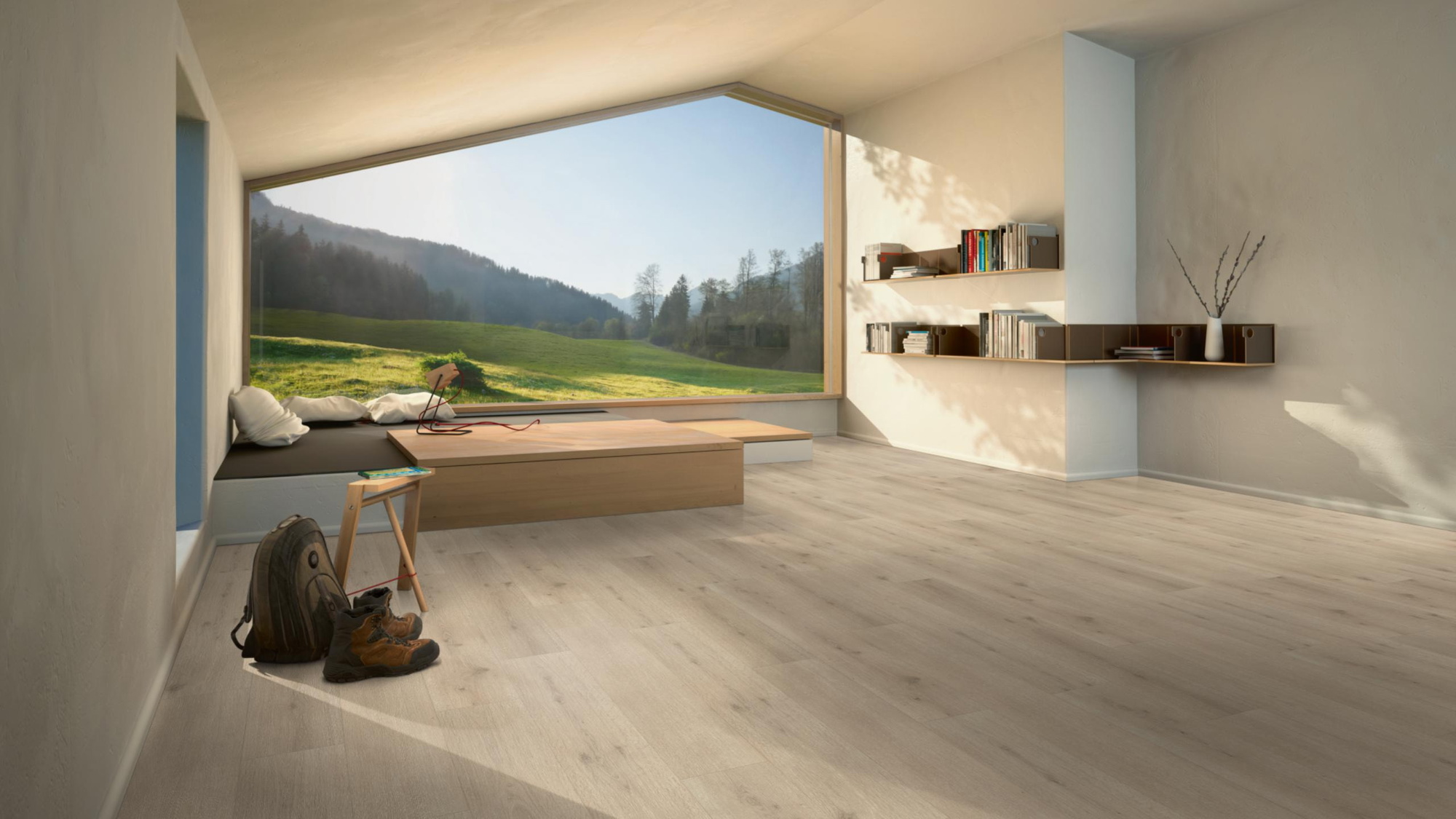 Milieubild Moderne Hütte mit Blick in die Natur - Parador HDF Klick-Designboden Modular ONE Eiche Urban hell Milieubild Moderne Hütte mit Blick in die Natur - Parador 1730769