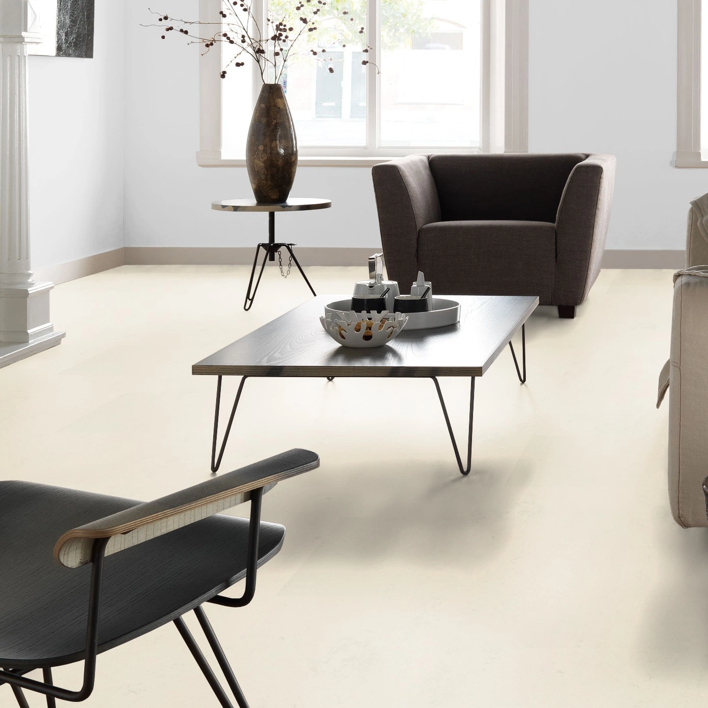 Milieubild Altbau-Wohnzimmer mit Kamin - Forbo Flooring Marmoleum Click Moon Milieubild Altbau-Wohnzimmer mit Kamin - Forbo Flooring 176470