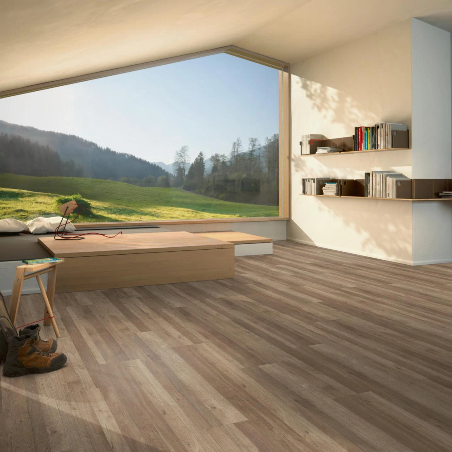 Milieubild Moderne Hütte mit Blick in die Natur - Parador HDF Klick-Designboden Modular ONE Eiche Linea natur Milieubild Moderne Hütte mit Blick in die Natur - Parador 1744550