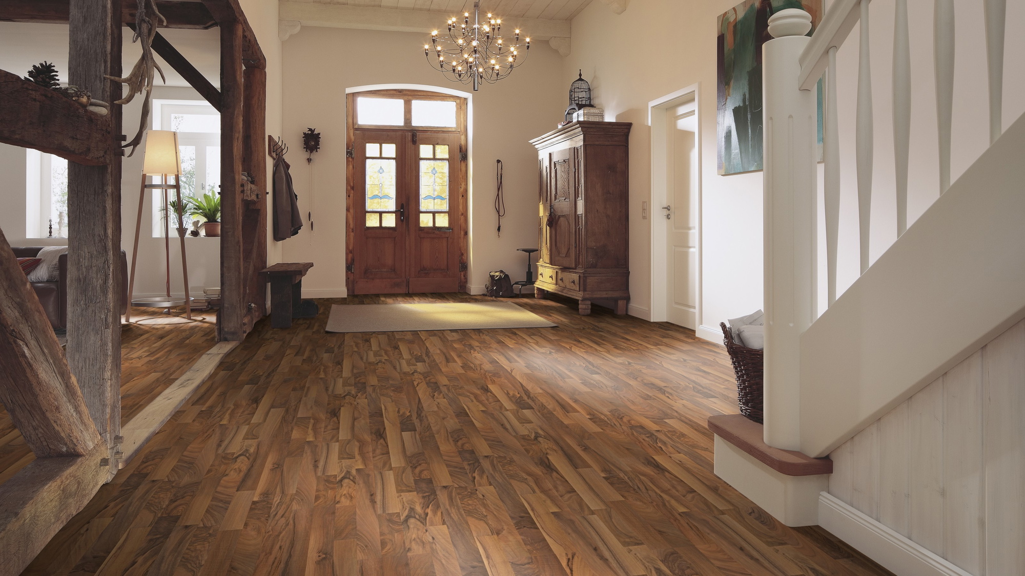 Milieubild Eingangsbereich mit Flur im Landhaus-Stil - MEISTER Laminat LC 55 Nussbaum Milieubild Eingangsbereich mit Flur im Landhaus-Stil - MEISTER 600012-1288198-00211