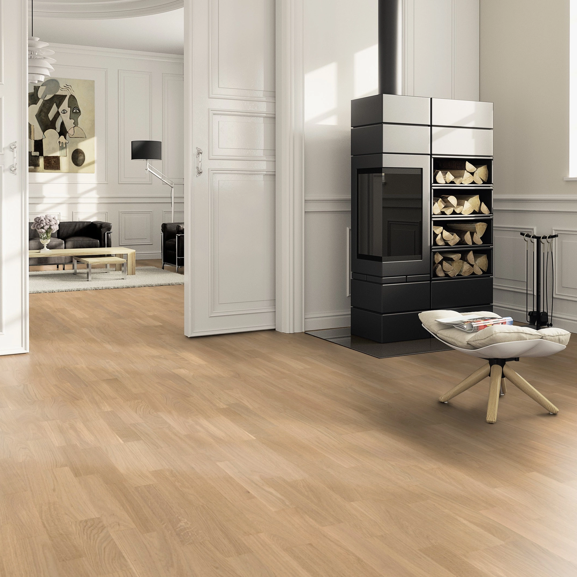 Milieubild Wohnzimmer im Landhaus-Stil mit Kamin - ter Hürne Parkett Tailored Collection Eiche Piemont Milieubild Wohnzimmer im Landhaus-Stil mit Kamin - ter Hürne 1101312488